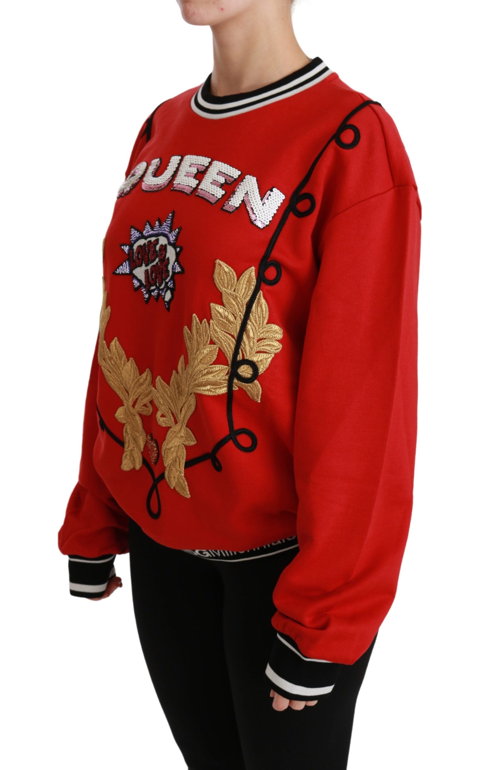Dolce &amp; Gabbana – Strahlend roter Pullover mit Rundhalsausschnitt und Pailletten
