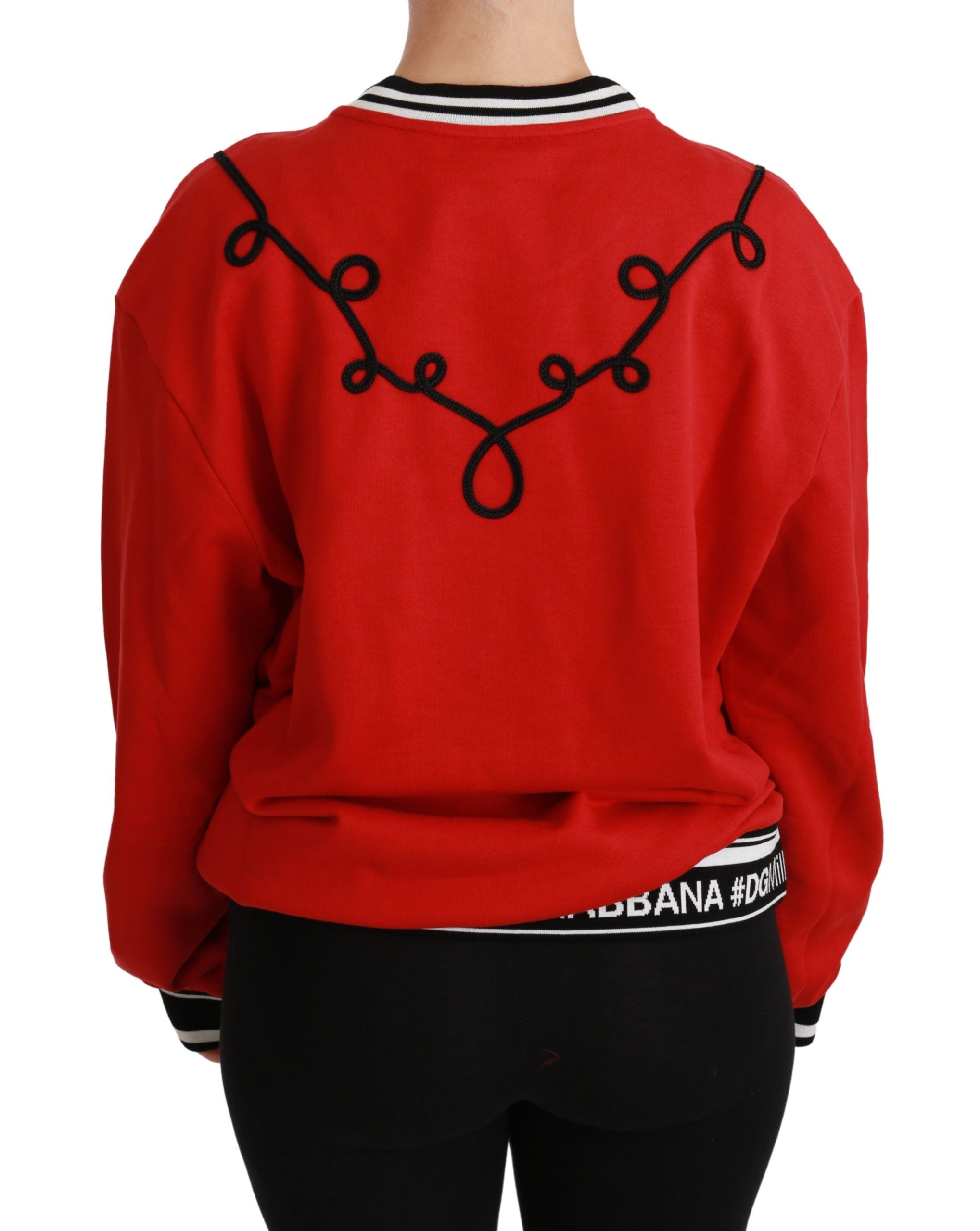 Dolce &amp; Gabbana – Strahlend roter Pullover mit Rundhalsausschnitt und Pailletten