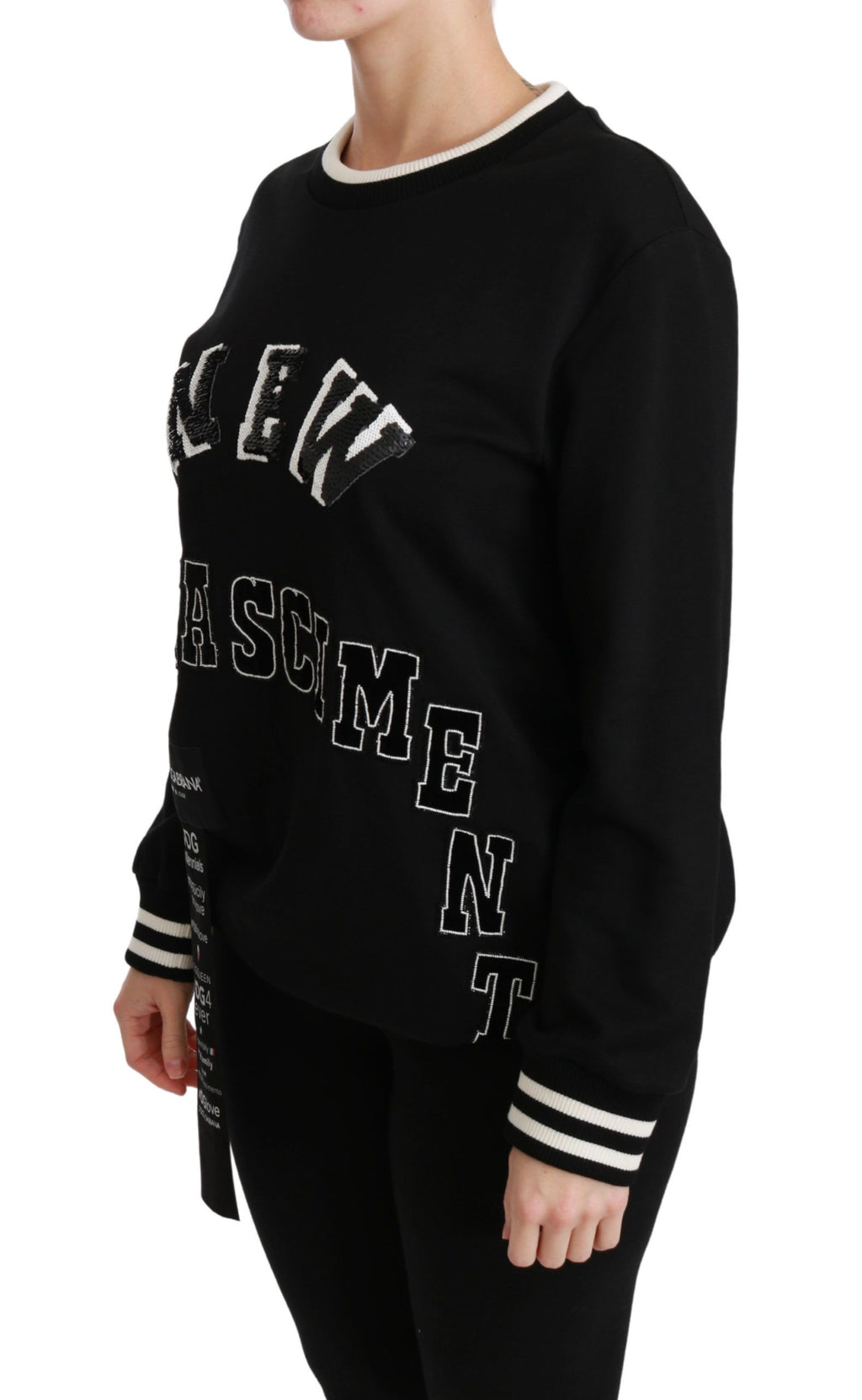 Dolce &amp; Gabbana Schicker schwarzer Baumwollpullover mit Pailletten