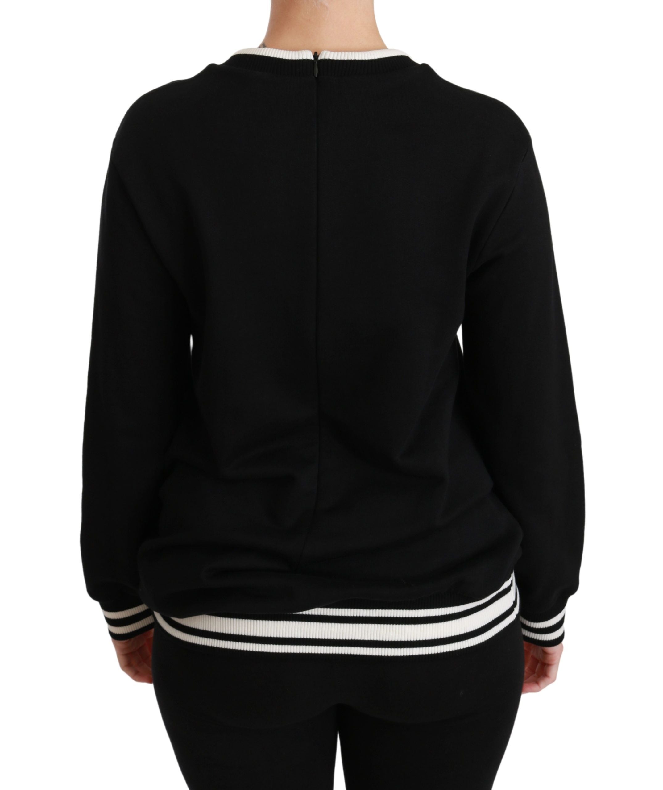 Dolce &amp; Gabbana Schicker schwarzer Baumwollpullover mit Pailletten