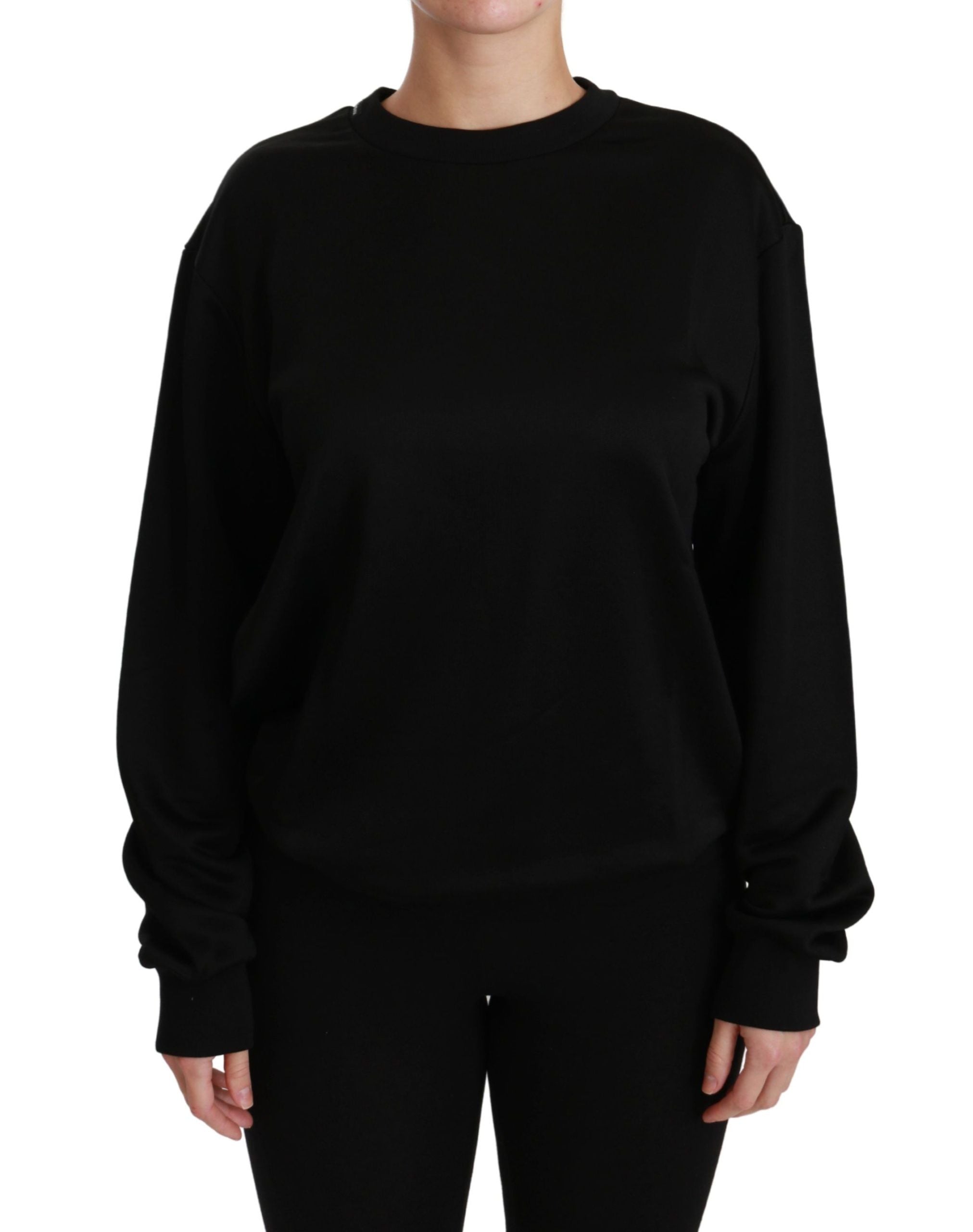 Dolce &amp; Gabbana Eleganter schwarzer Pullover aus Baumwolle mit Rundhalsausschnitt