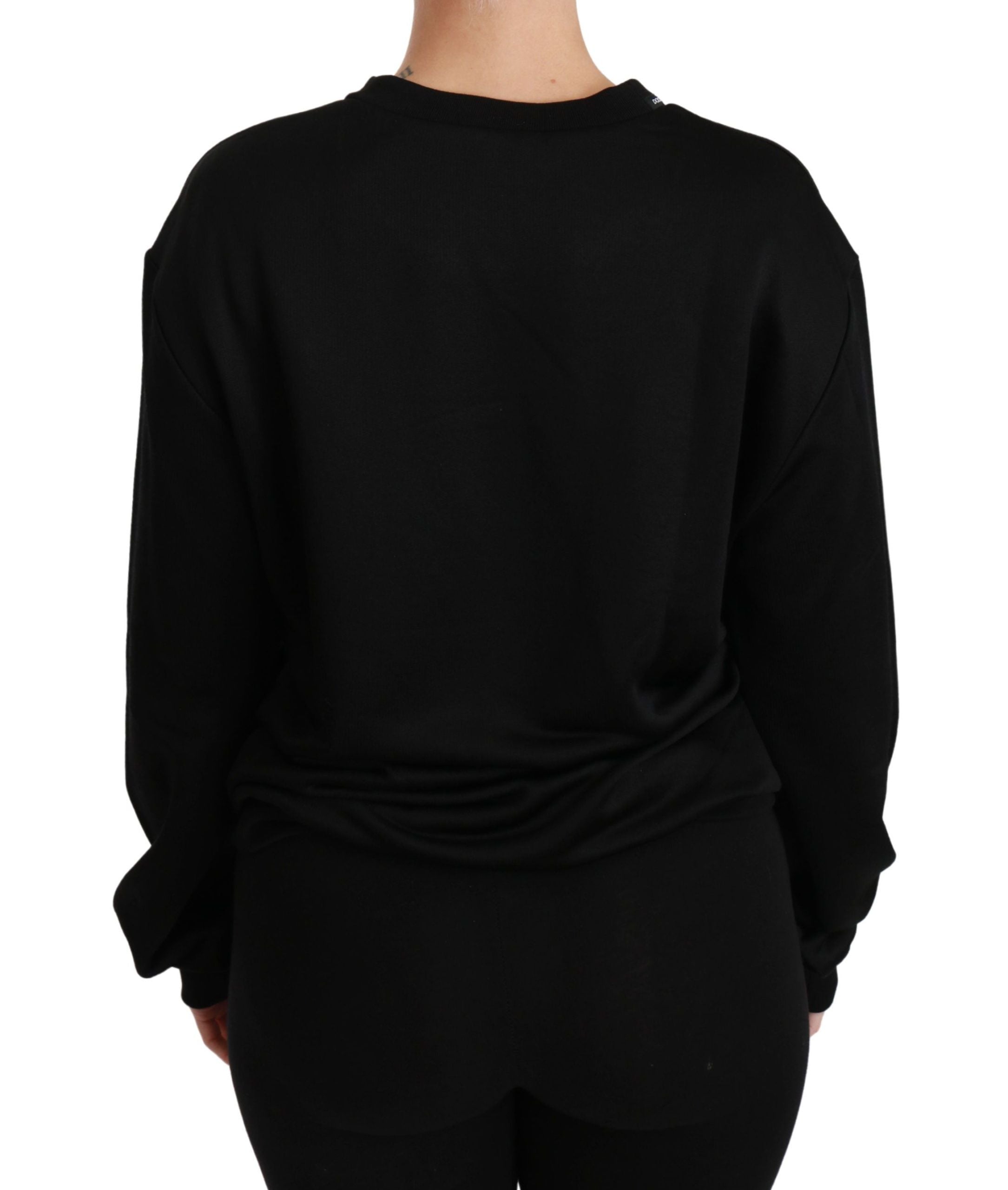 Dolce &amp; Gabbana Eleganter schwarzer Pullover aus Baumwolle mit Rundhalsausschnitt