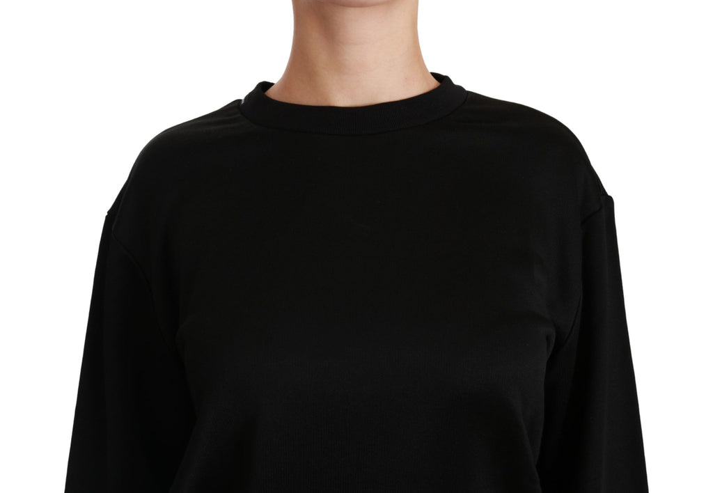 Dolce &amp; Gabbana Eleganter schwarzer Pullover aus Baumwolle mit Rundhalsausschnitt
