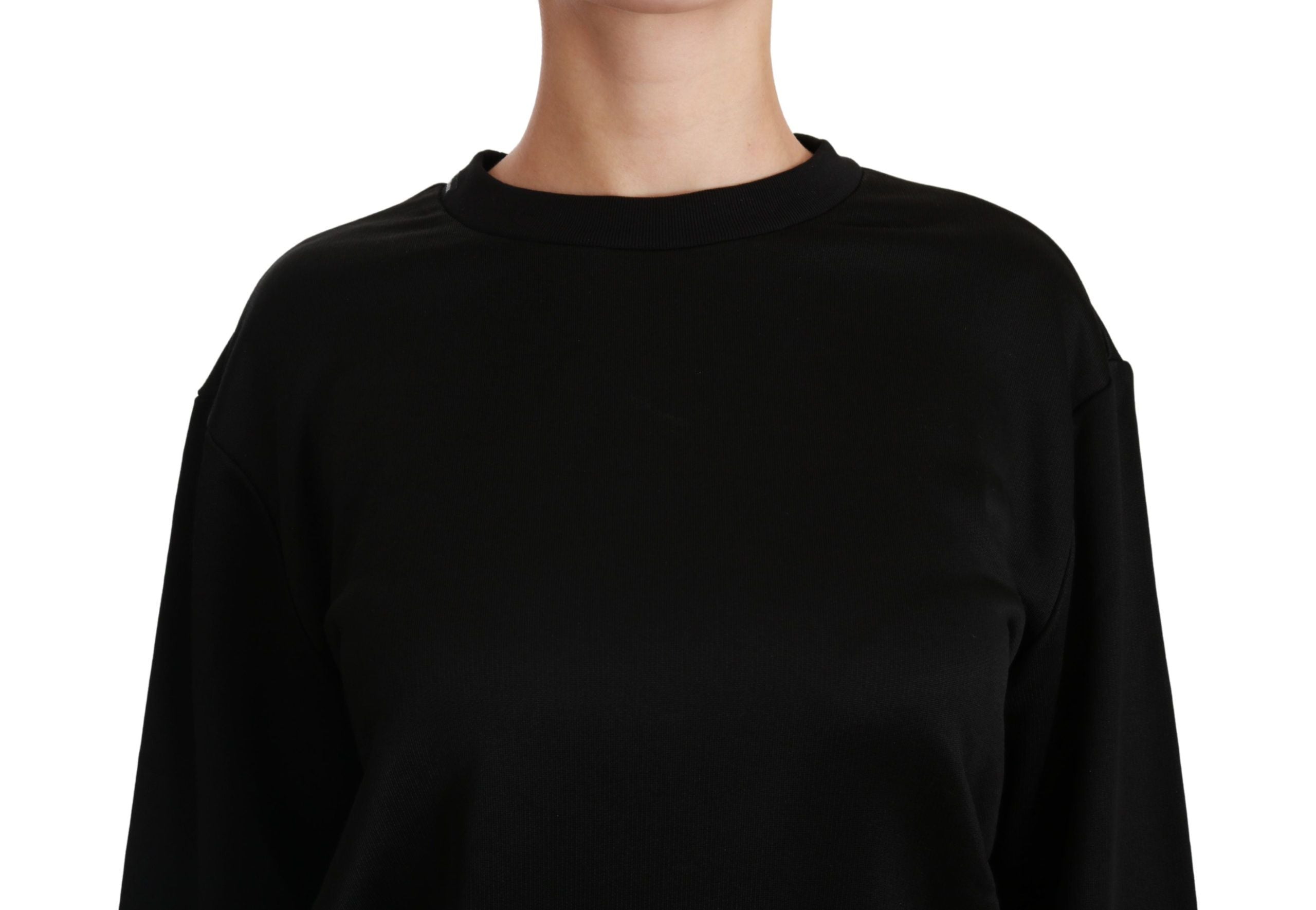 Dolce &amp; Gabbana Eleganter schwarzer Pullover aus Baumwolle mit Rundhalsausschnitt