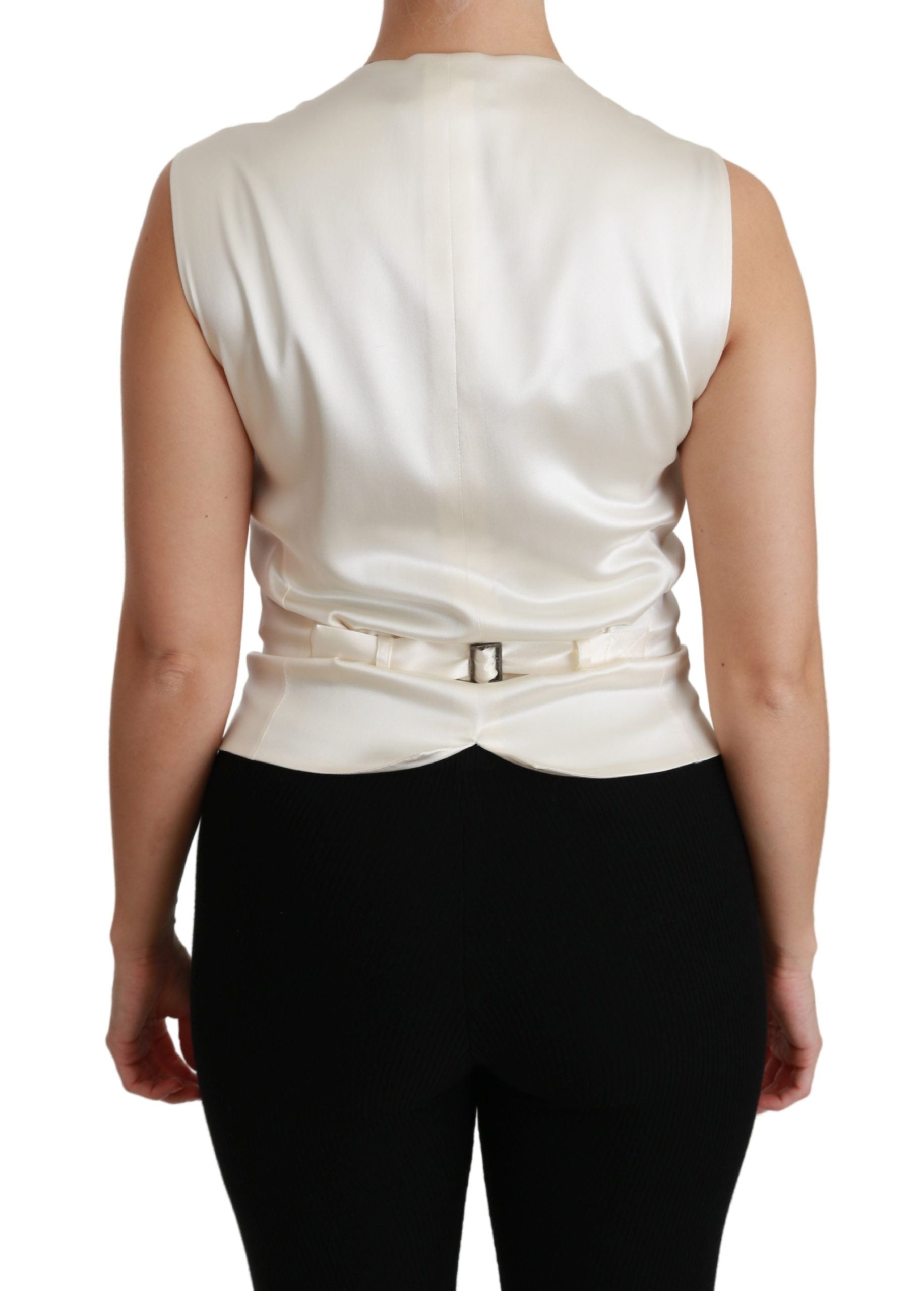 Dolce &amp; Gabbana - Élégant gilet sans manches en soie noir et blanc