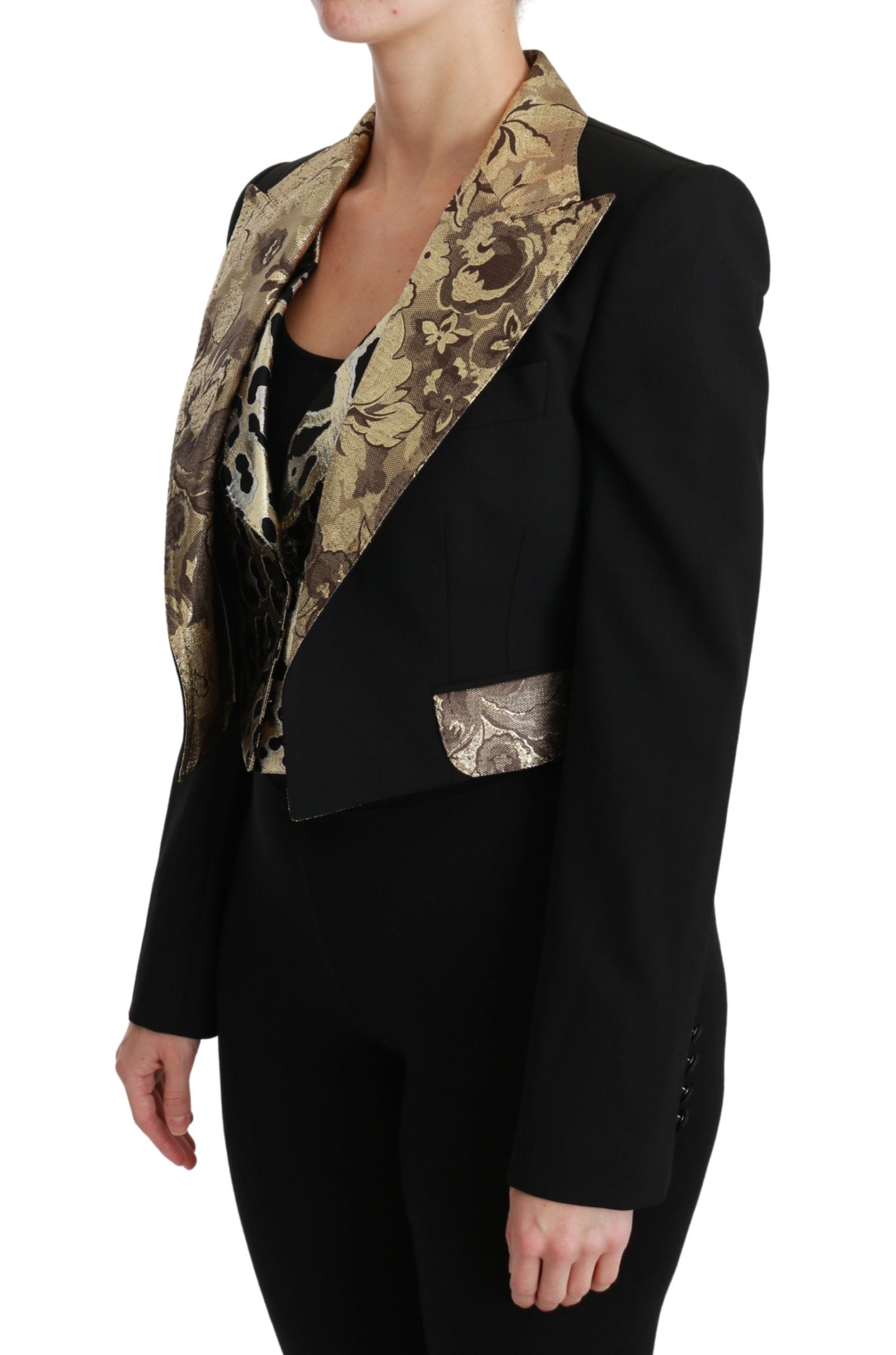 Ensemble veste et gilet à fleurs noir et or opulent de Dolce &amp; Gabbana