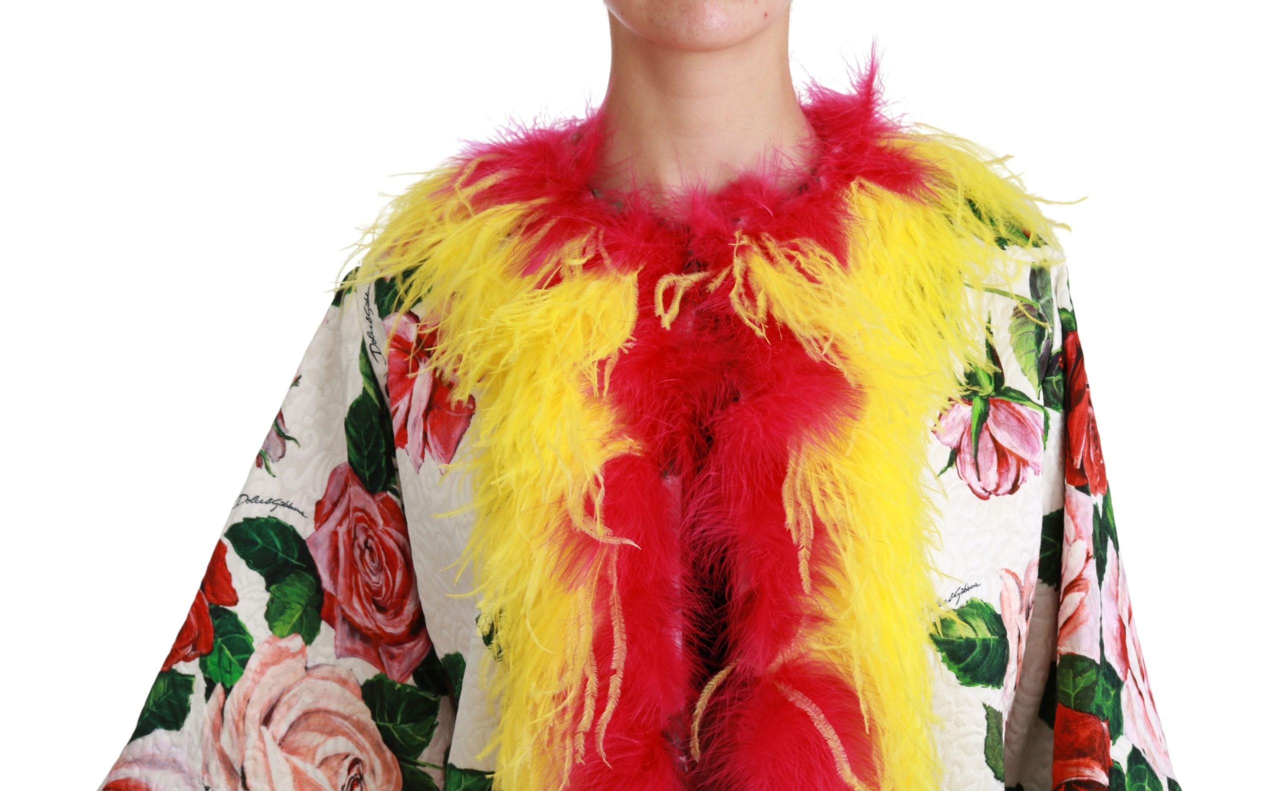 Dolce &amp; Gabbana - Veste cape florale élégante avec détails en fourrure