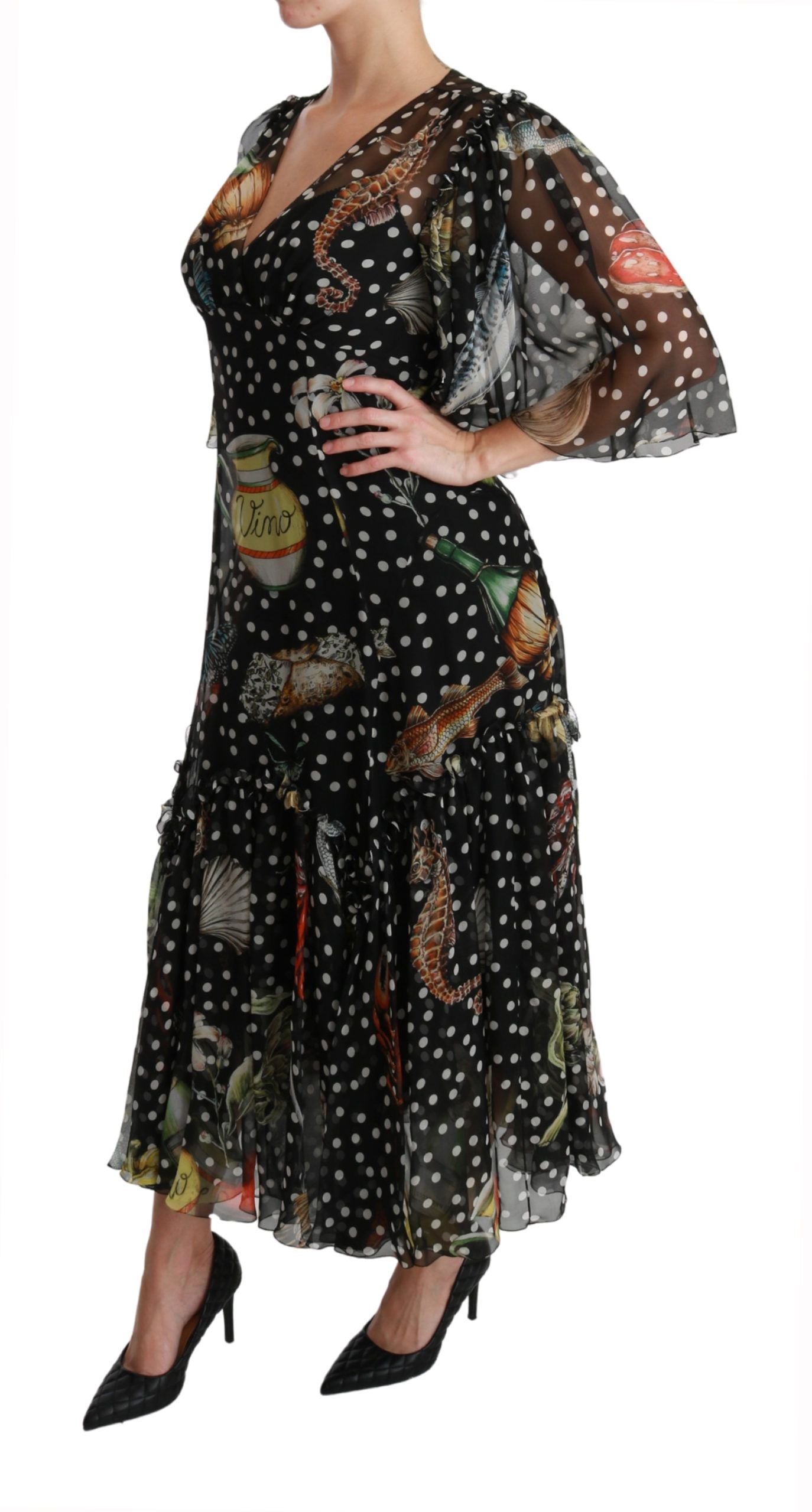 Dolce &amp; Gabbana Elegantes, plissiertes Maxikleid aus Seide in A-Linie