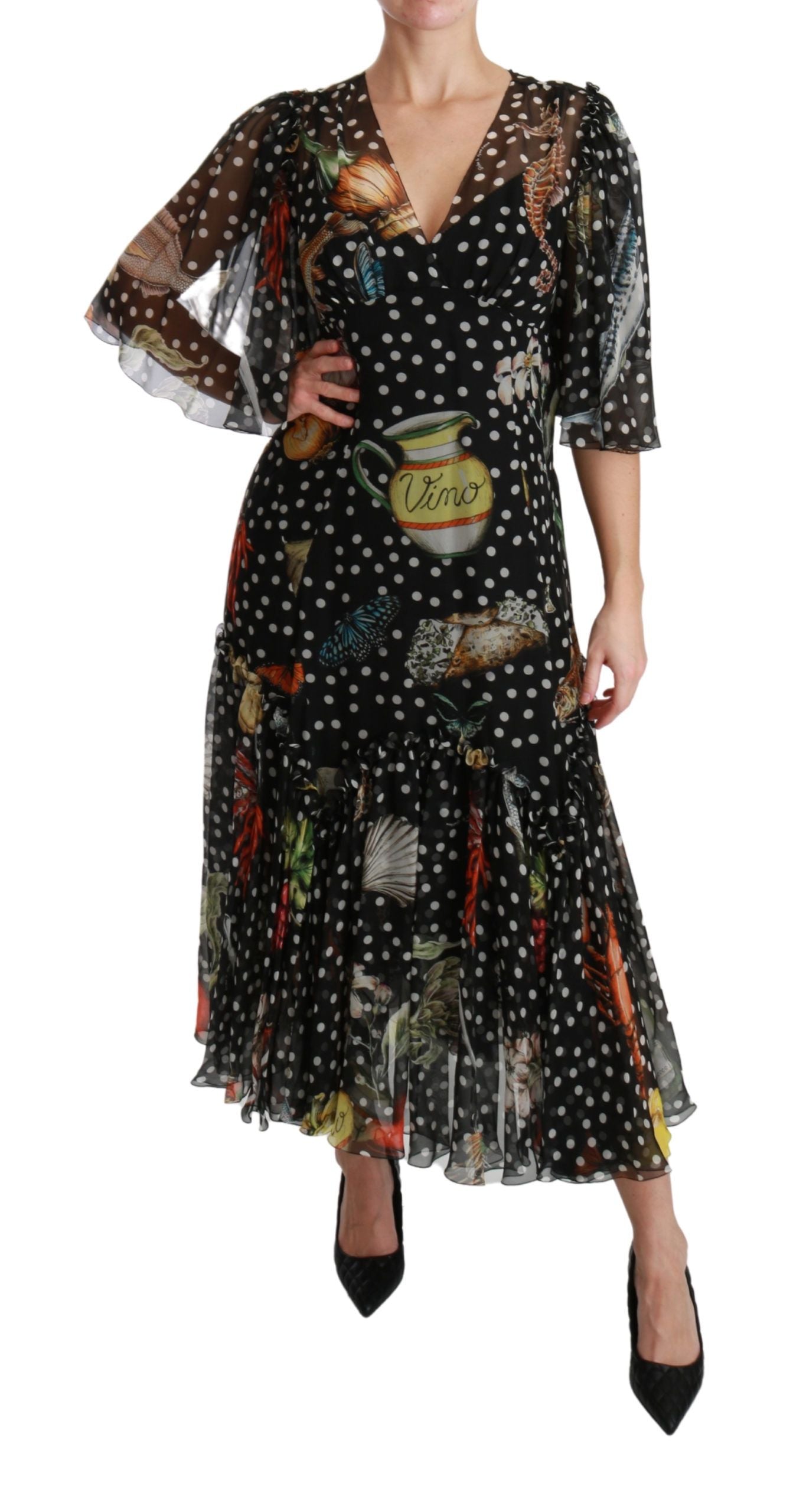 Dolce &amp; Gabbana Elegantes, plissiertes Maxikleid aus Seide in A-Linie