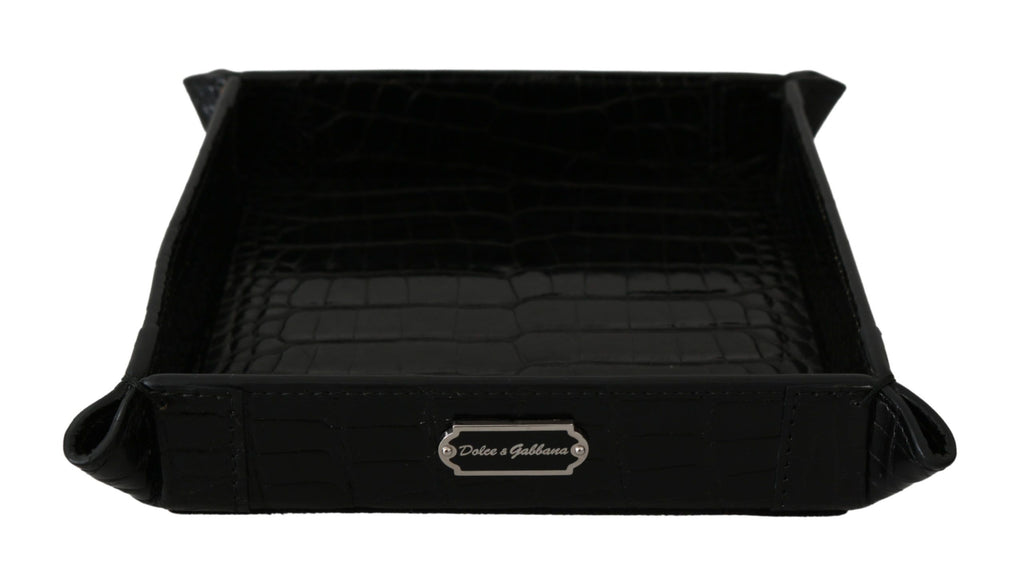 Dolce &amp; Gabbana Elegantes schwarzes exotisches Haut-Einstiegstablett