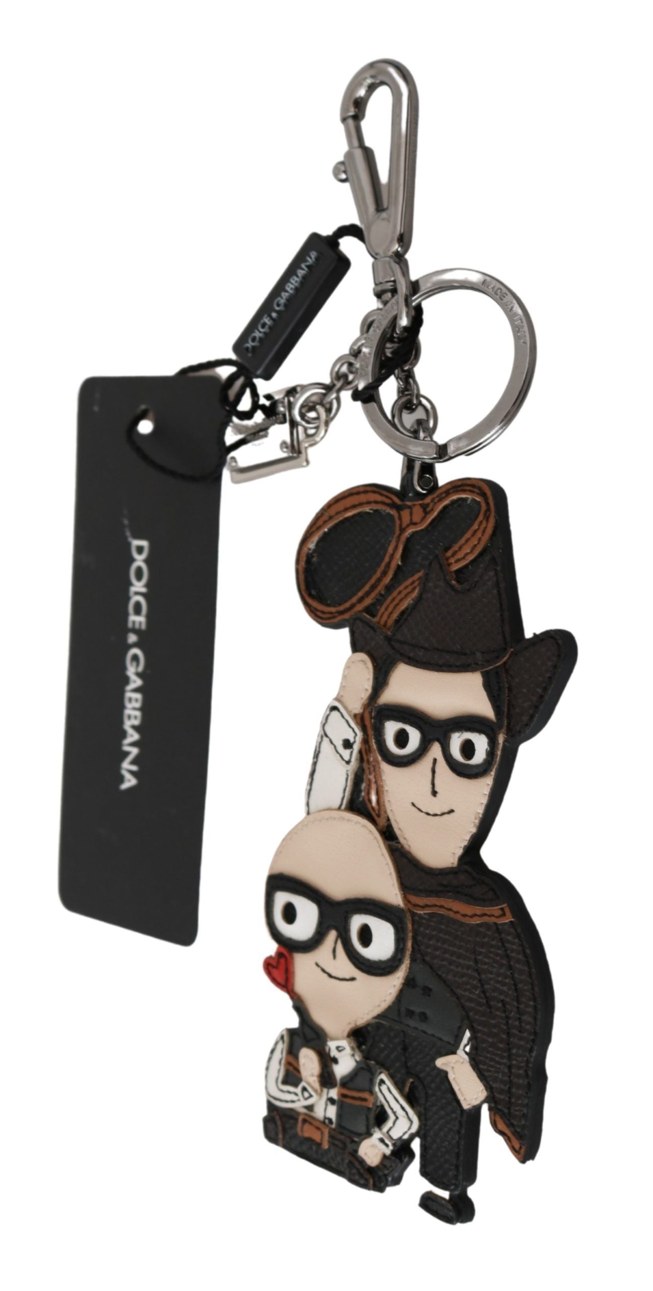 Dolce &amp; Gabbana Schicker Schlüsselanhänger mit Lederbesatz und Messingakzenten