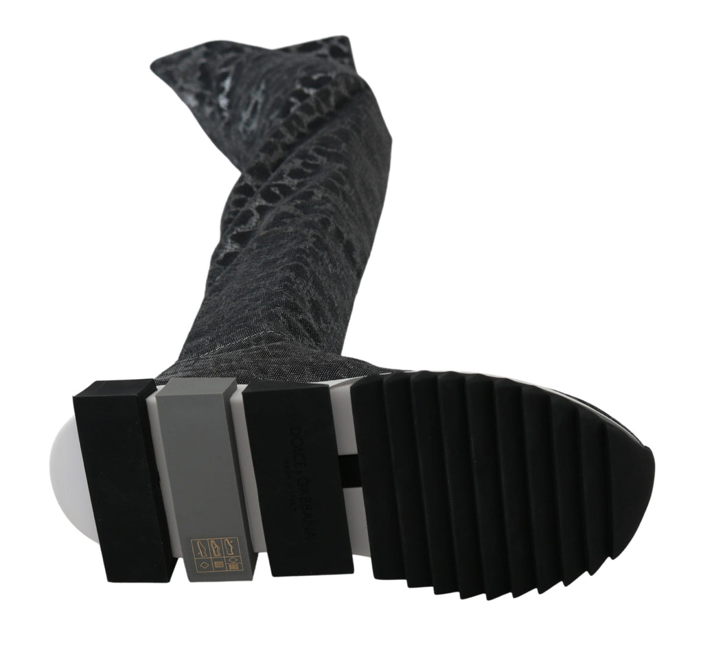 Dolce &amp; Gabbana Elegante Leoparden-Booties über dem Knie