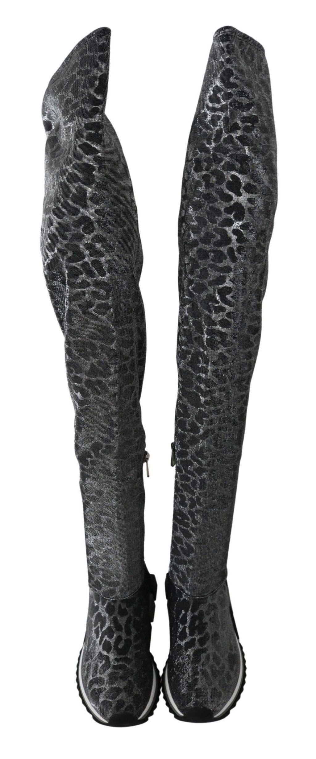 Dolce &amp; Gabbana Elegante Leoparden-Booties über dem Knie