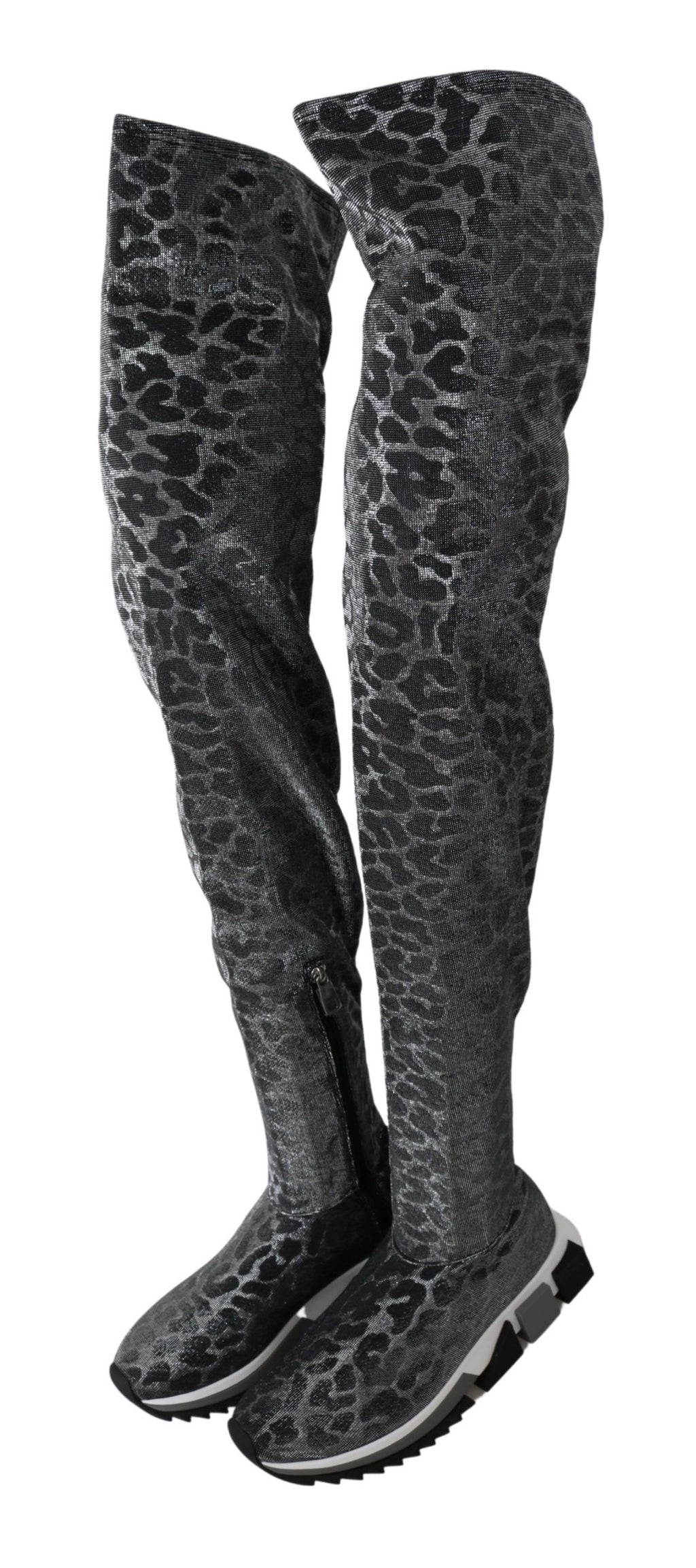 Dolce &amp; Gabbana Elegante Leoparden-Booties über dem Knie