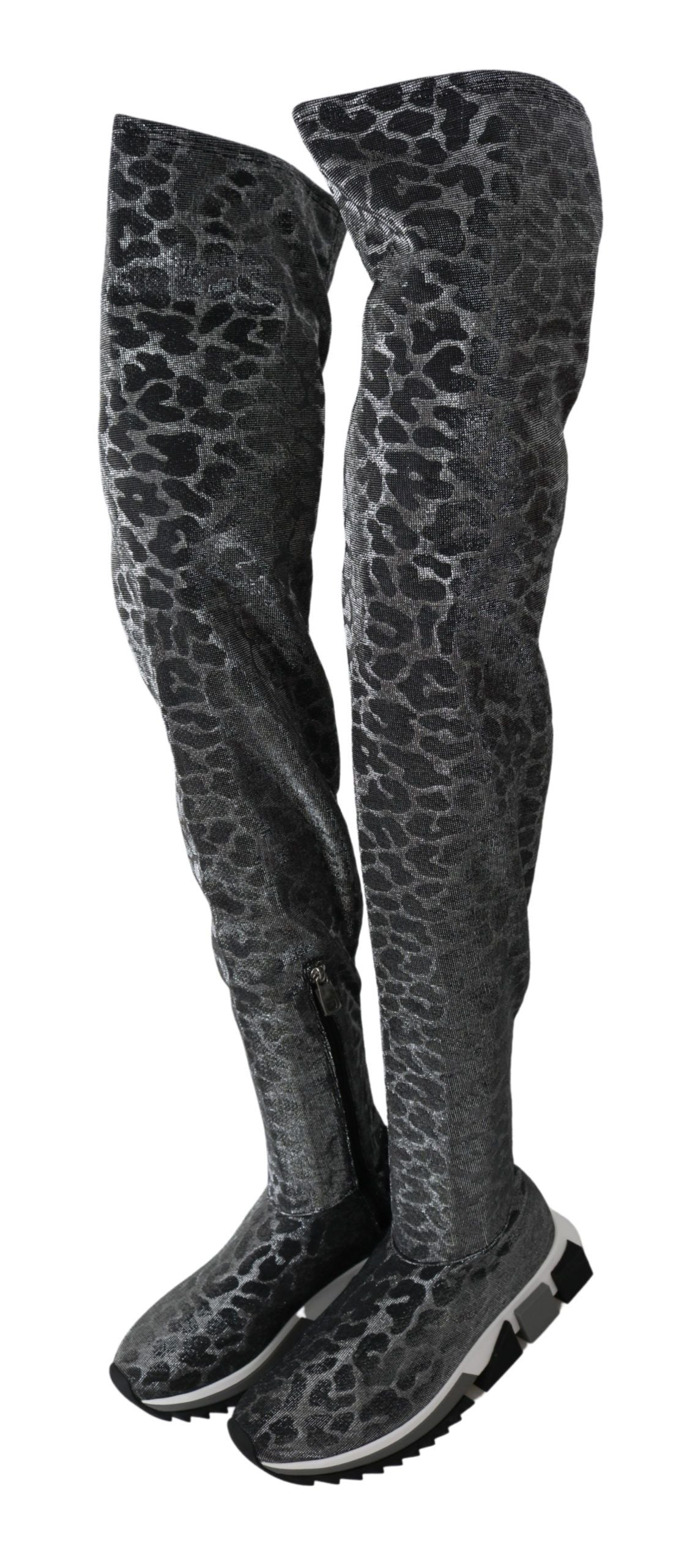 Dolce &amp; Gabbana Elegante Leoparden-Booties über dem Knie