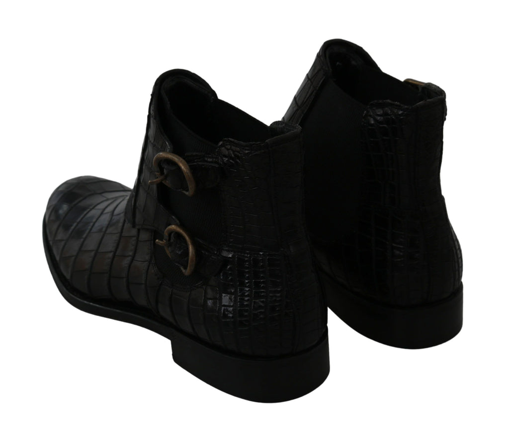 Dolce &amp; Gabbana Elegante Derby-Brogue-Stiefel aus exotischem Leder