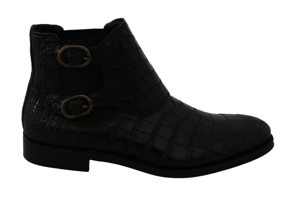 Dolce &amp; Gabbana Elegante Derby-Brogue-Stiefel aus exotischem Leder