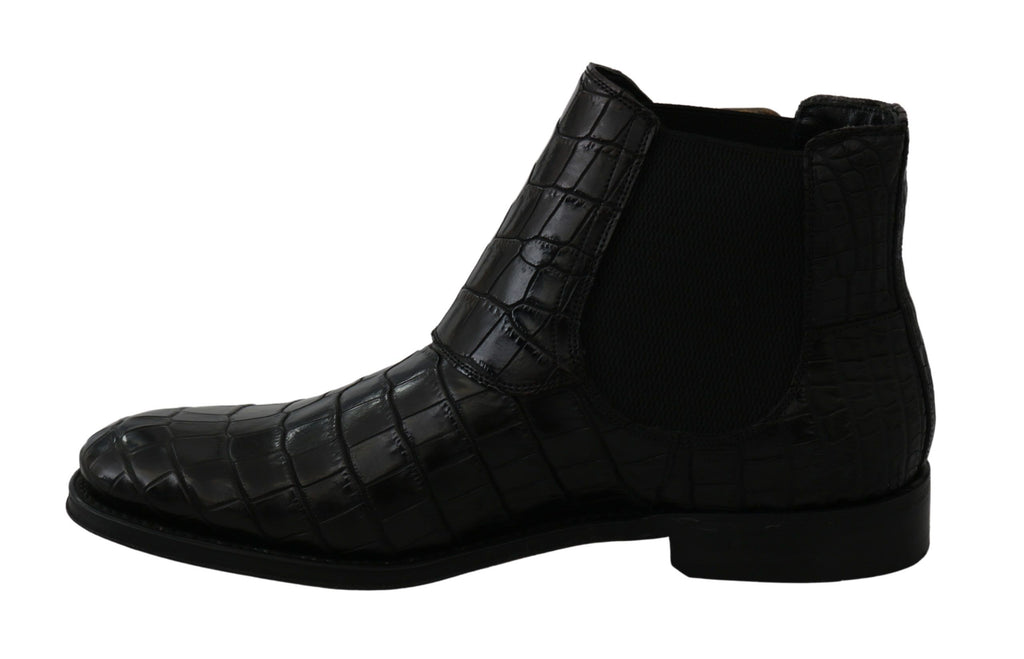 Dolce &amp; Gabbana Elegante Derby-Brogue-Stiefel aus exotischem Leder