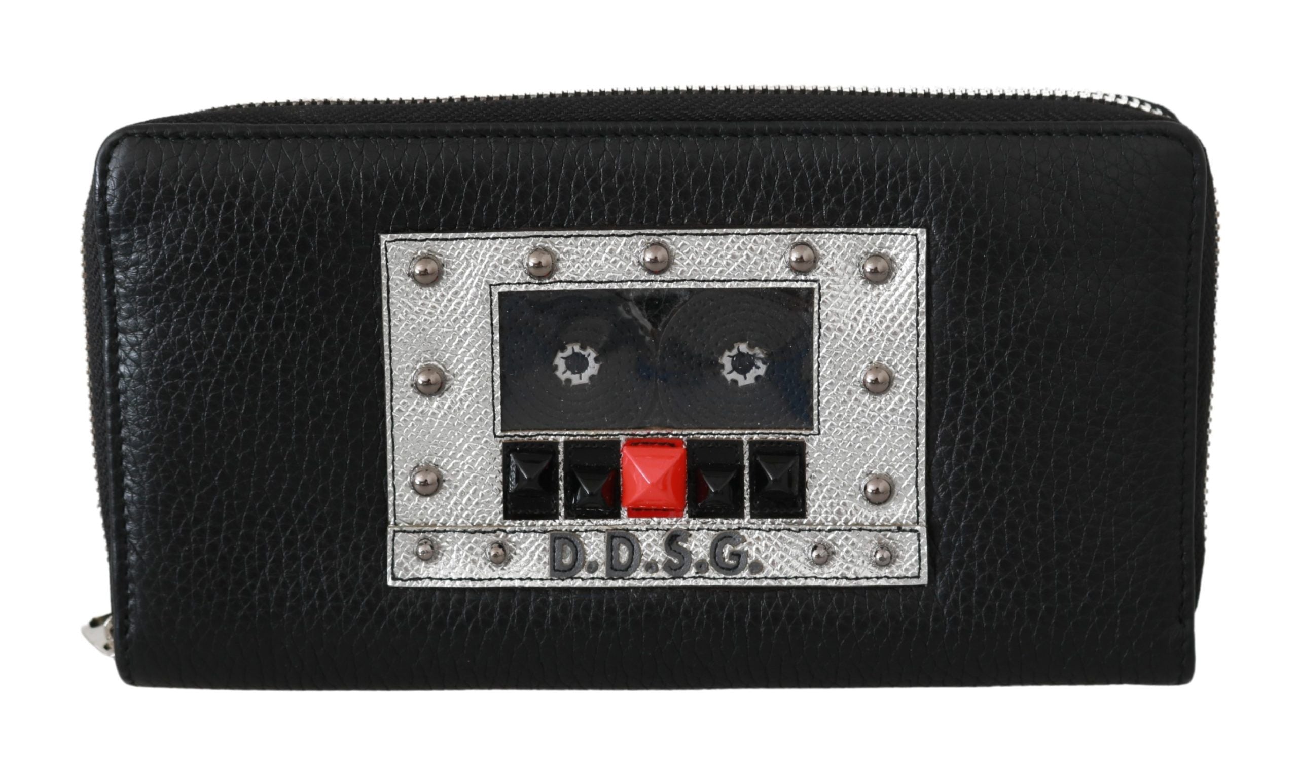 Portefeuille continental zippé élégant en cuir noir Dolce &amp; Gabbana