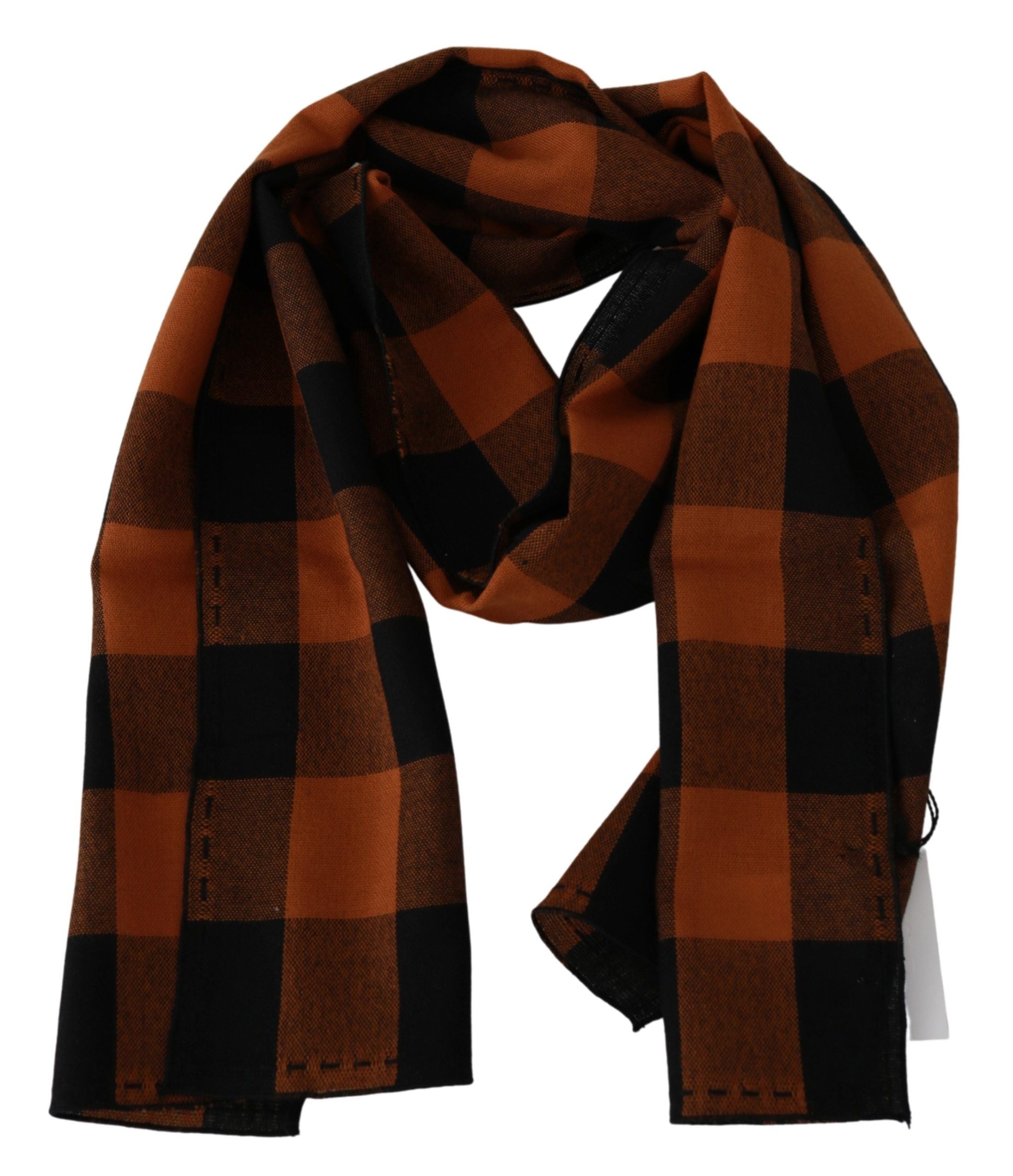 Costume National Chic Orange karierter Schal aus Wollmischung