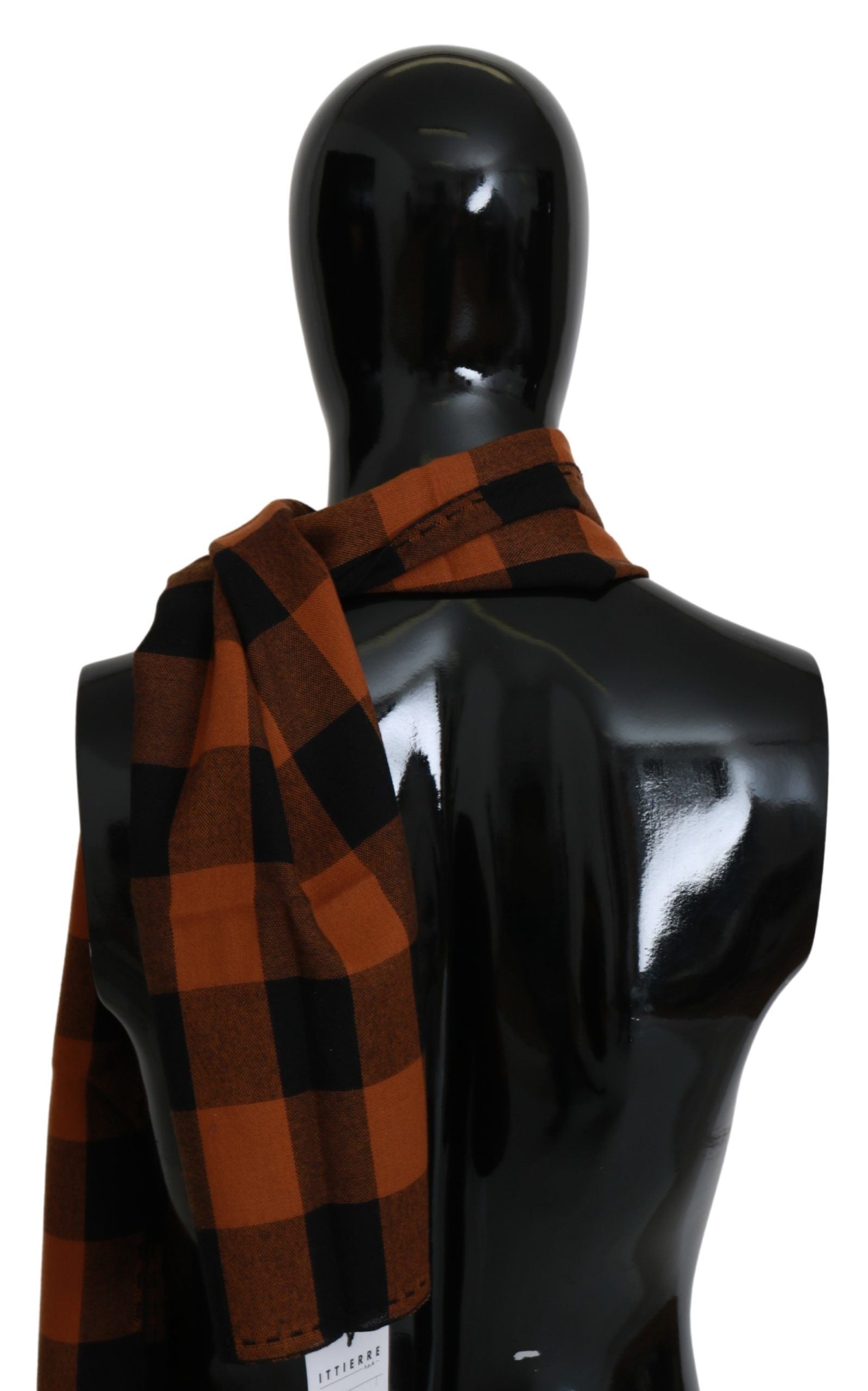 Costume National Chic Orange karierter Schal aus Wollmischung