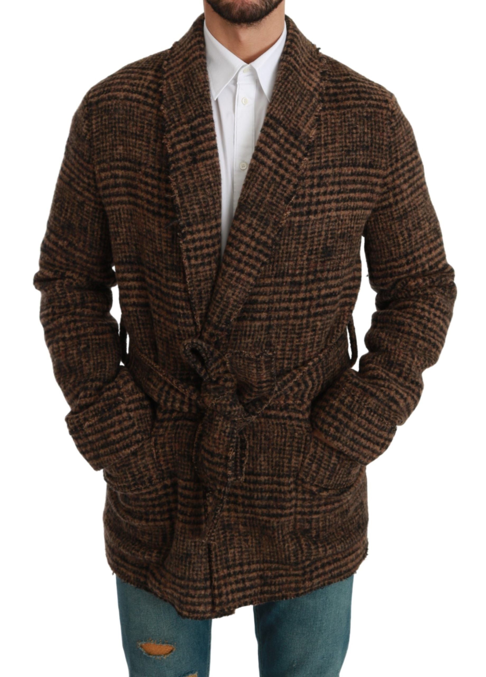 Dolce &amp; Gabbana – Elegante Cape-Jacke aus brauner Alpaka-Mischung mit Gürtel