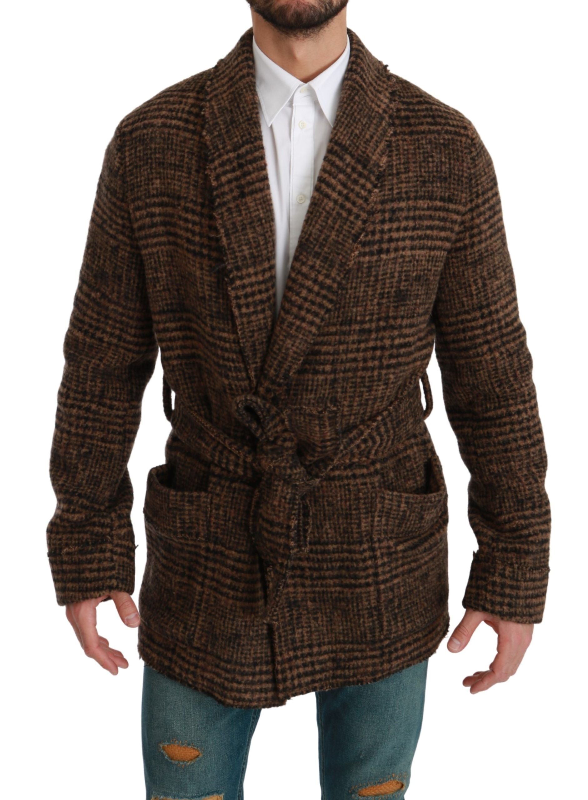 Dolce &amp; Gabbana – Elegante Cape-Jacke aus brauner Alpaka-Mischung mit Gürtel