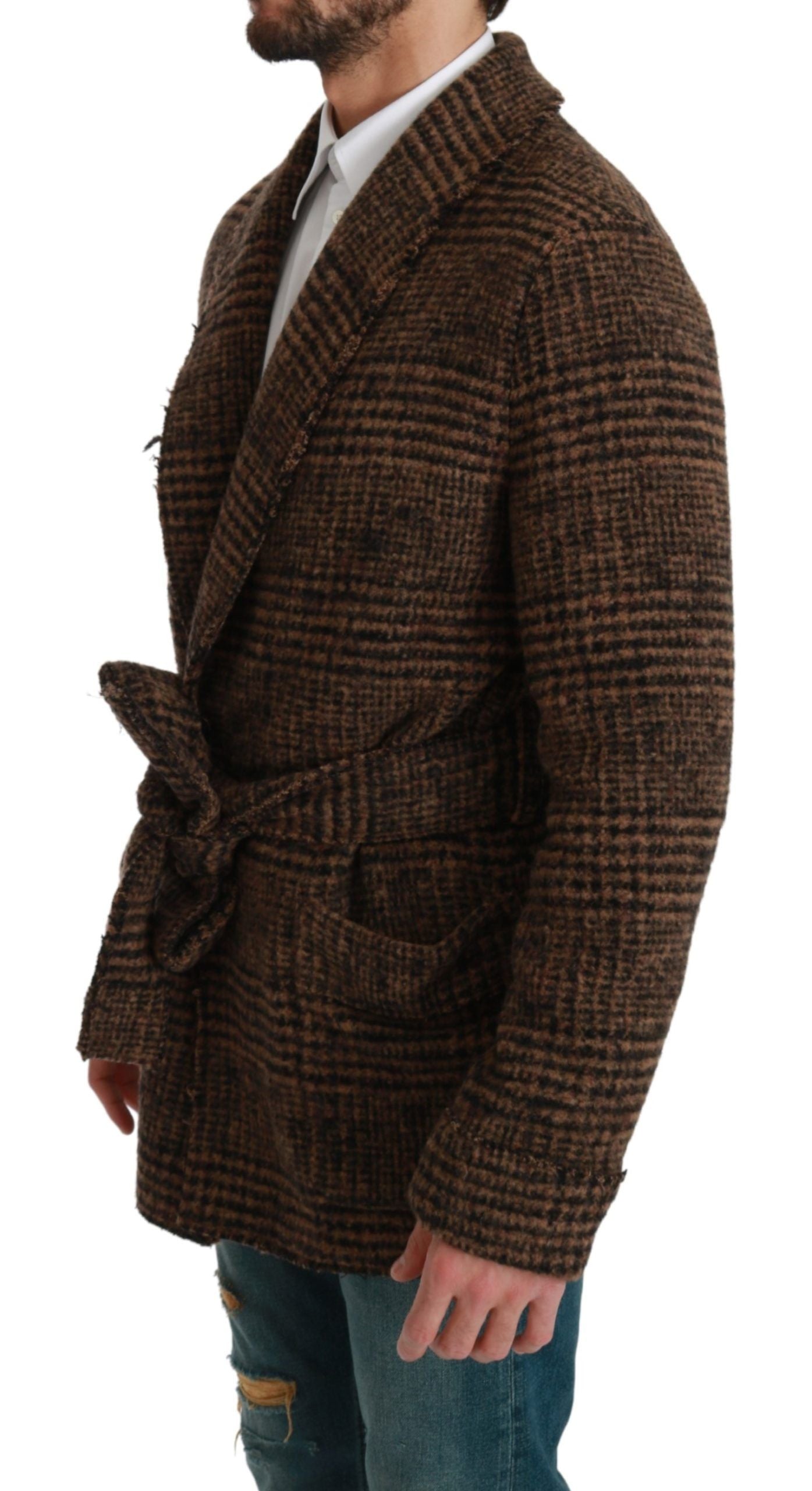 Dolce &amp; Gabbana – Elegante Cape-Jacke aus brauner Alpaka-Mischung mit Gürtel