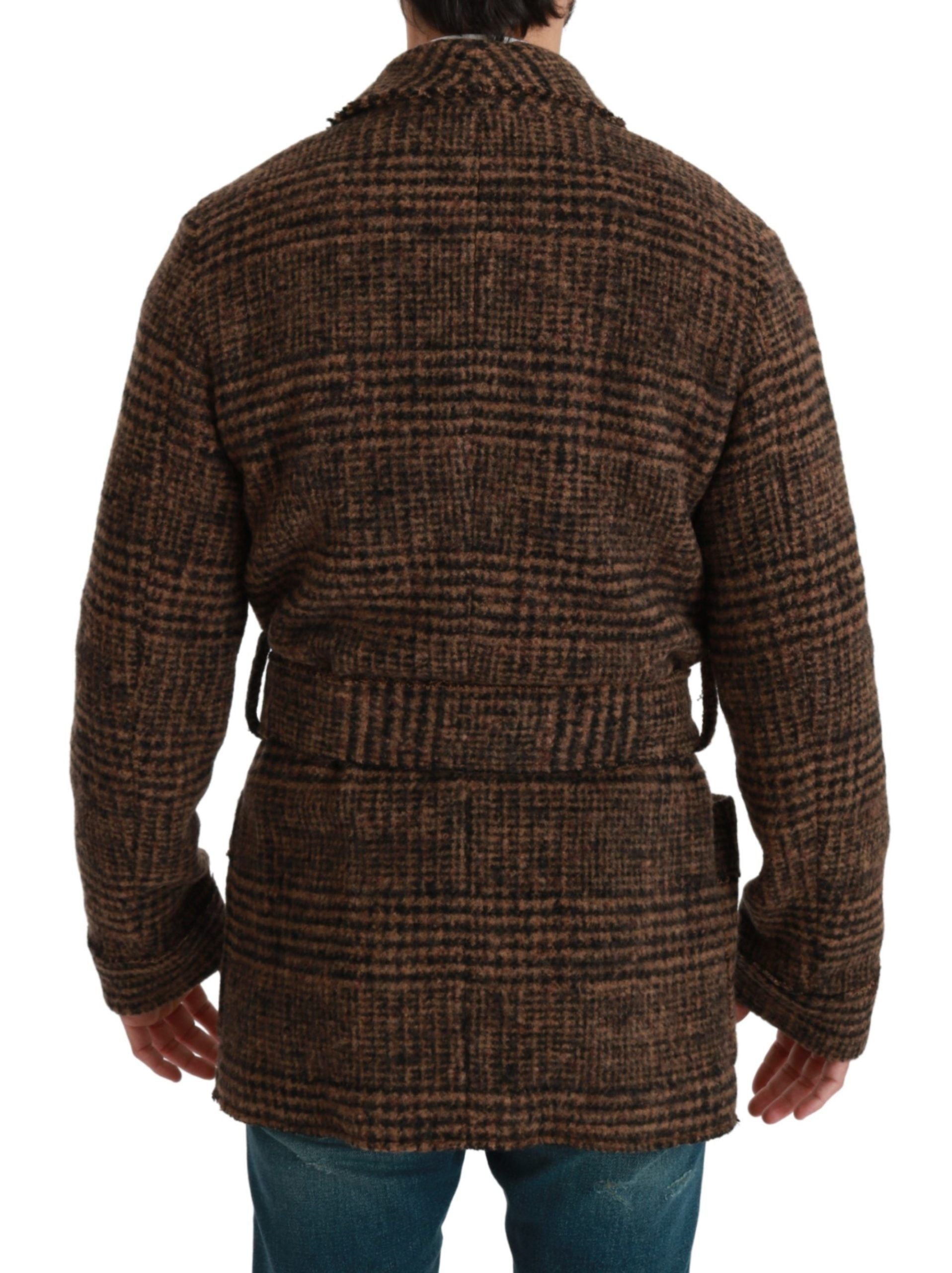 Dolce &amp; Gabbana – Elegante Cape-Jacke aus brauner Alpaka-Mischung mit Gürtel