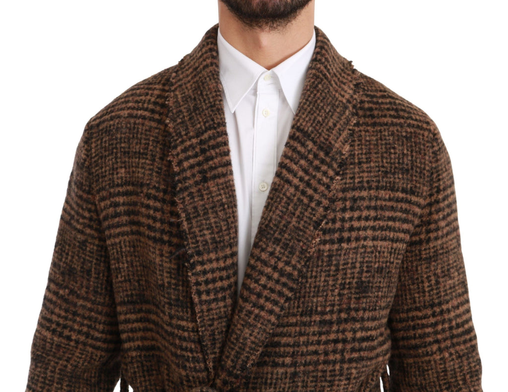 Dolce &amp; Gabbana – Elegante Cape-Jacke aus brauner Alpaka-Mischung mit Gürtel