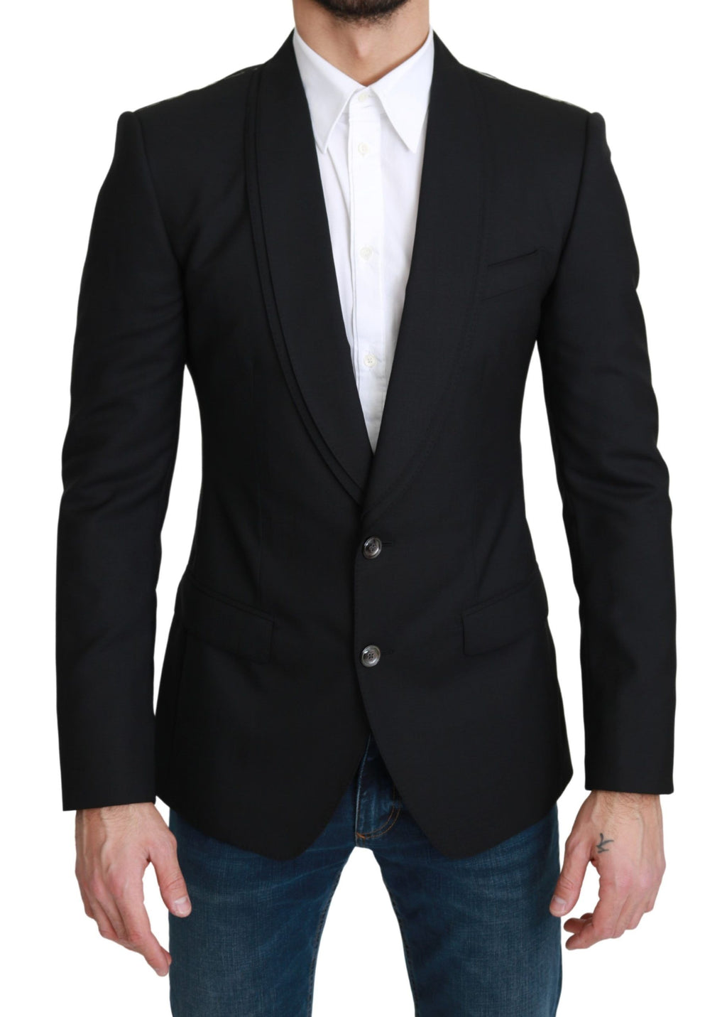 Blazer formel élégant en laine vierge noire Dolce &amp; Gabbana
