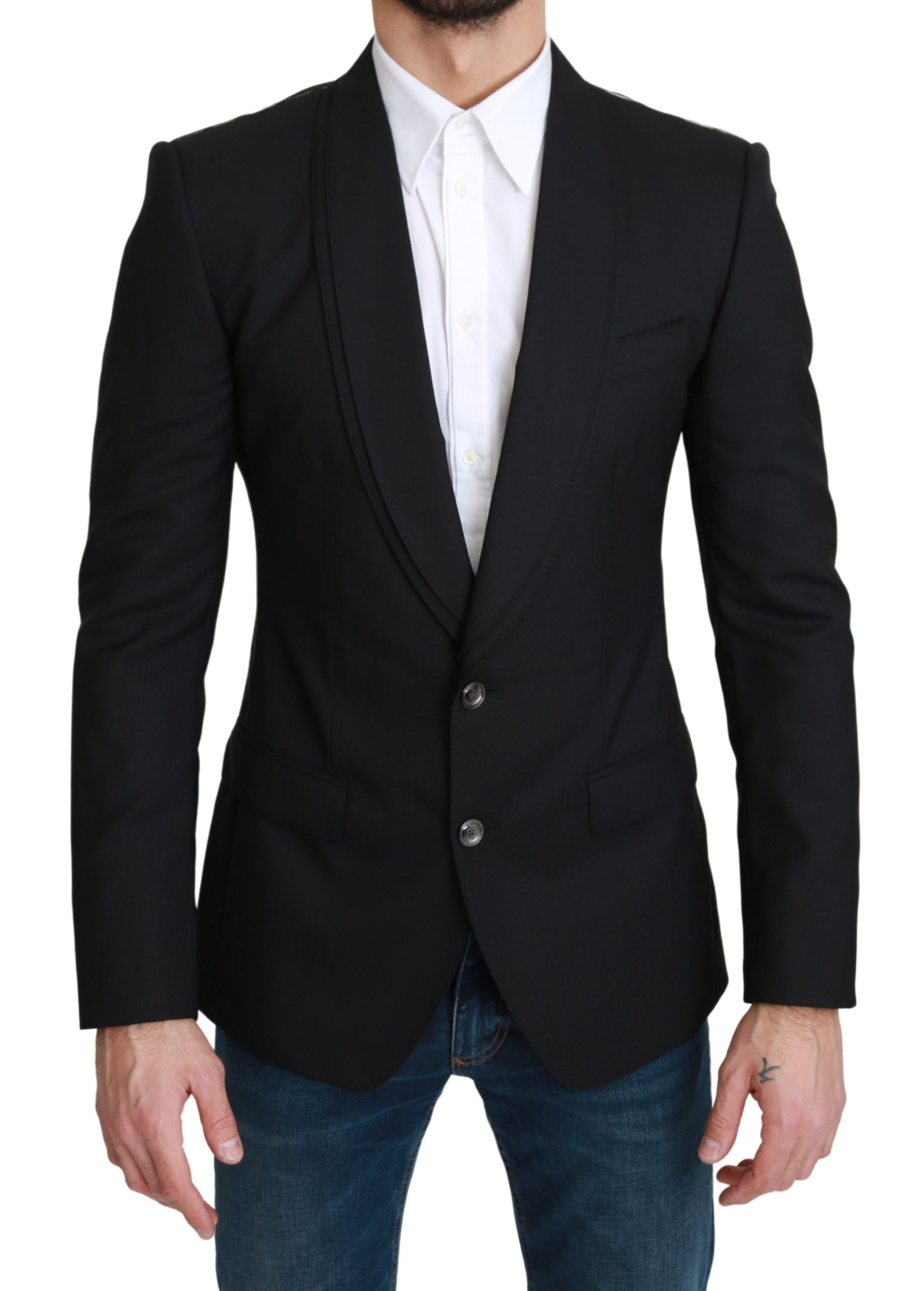 Blazer formel élégant en laine vierge noire Dolce &amp; Gabbana