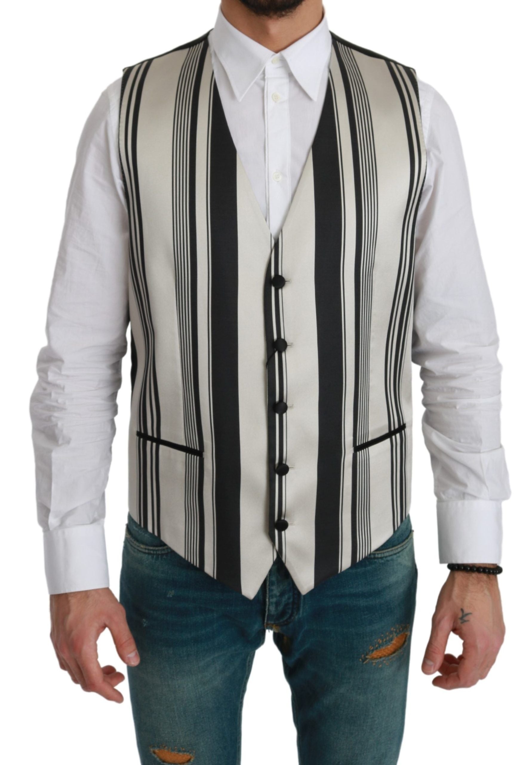 Gilet en coton et soie à rayures Dolce &amp; Gabbana
