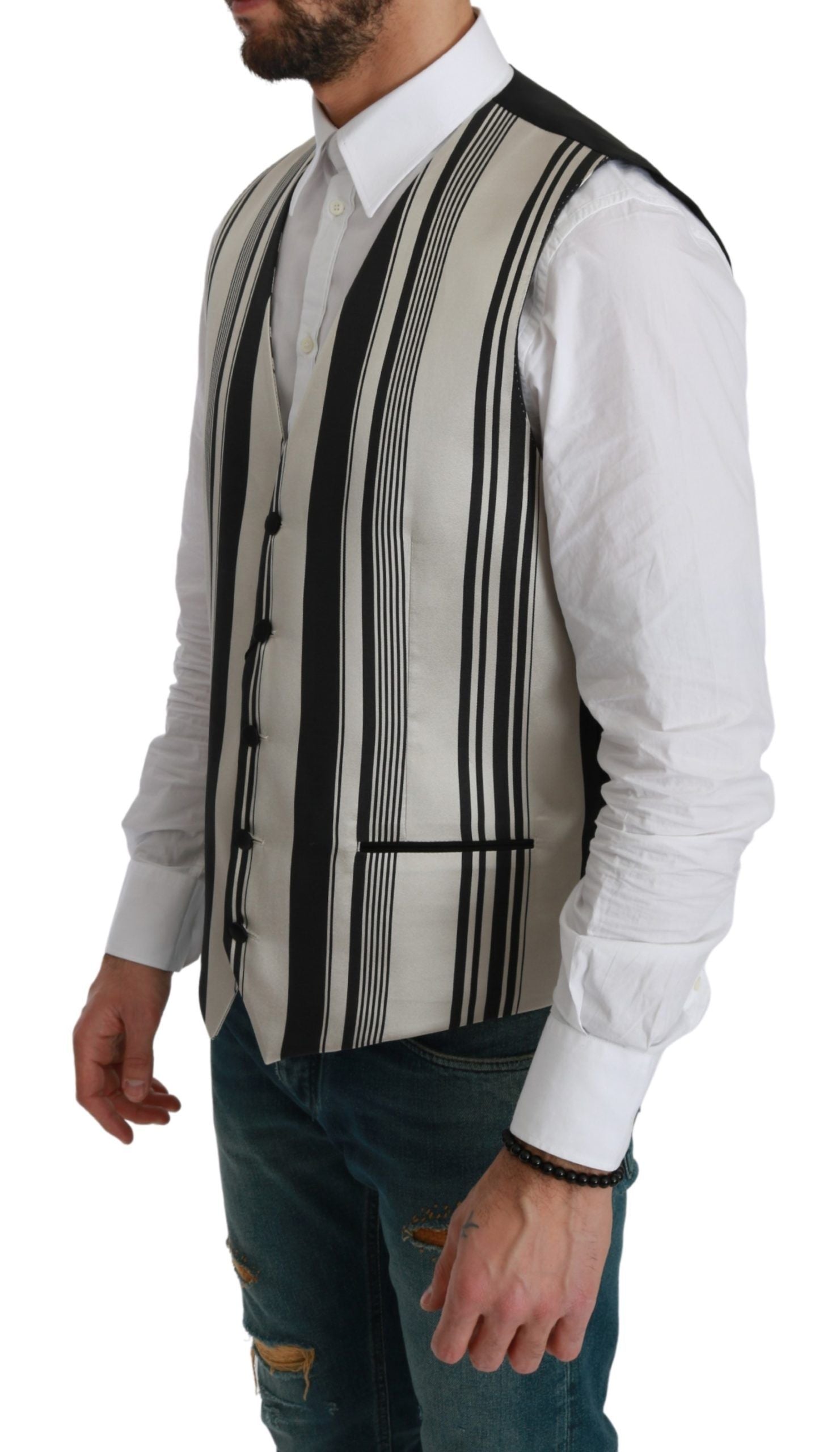 Gilet en coton et soie à rayures Dolce &amp; Gabbana