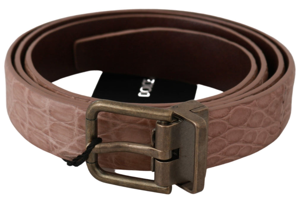Ceinture élégante Dolce &amp; Gabbana en peau exotique avec boucle dorée brossée