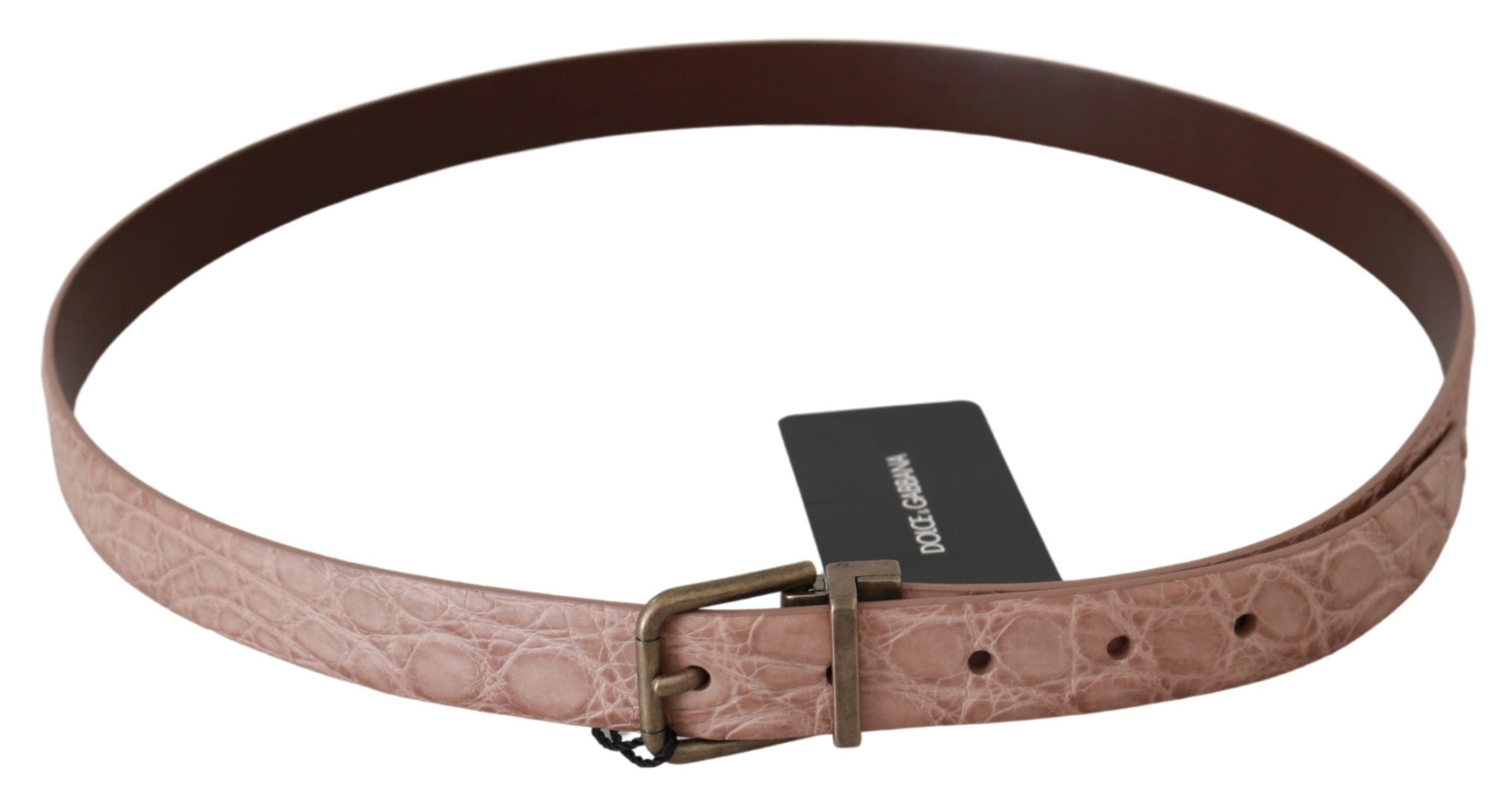 Ceinture élégante Dolce &amp; Gabbana en peau exotique avec boucle dorée brossée