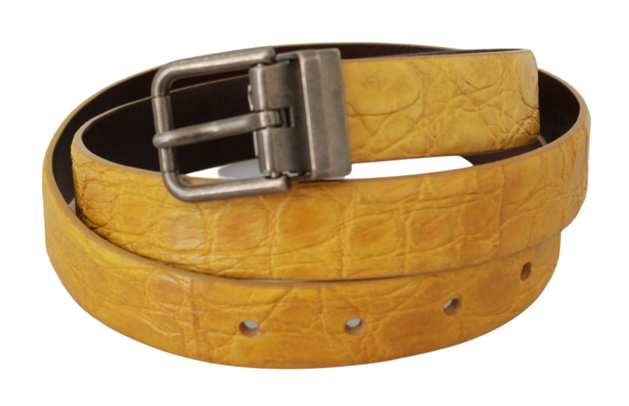 Ceinture en cuir à motif animal exotique jaune Dolce &amp; Gabbana