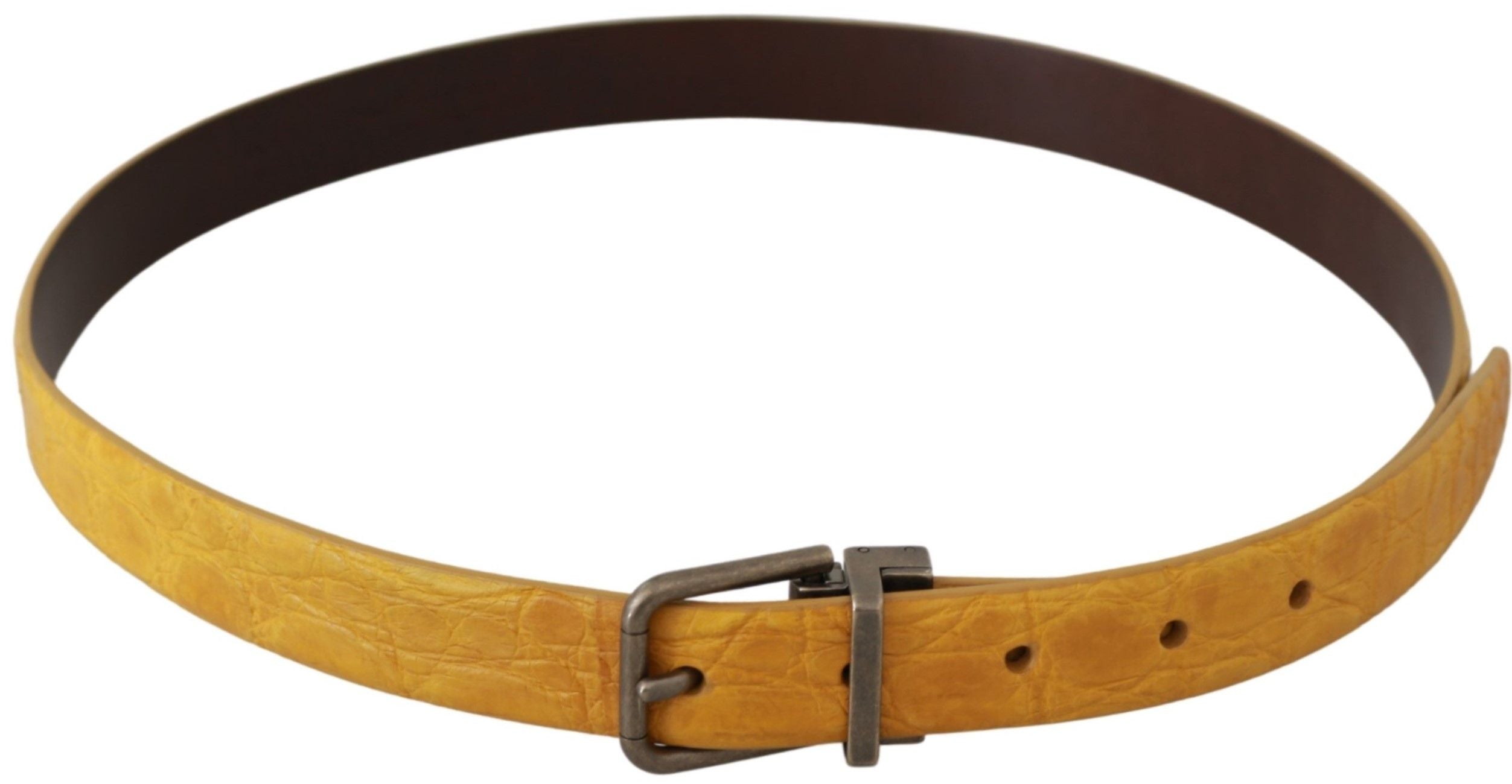 Ceinture en cuir à motif animal exotique jaune Dolce &amp; Gabbana
