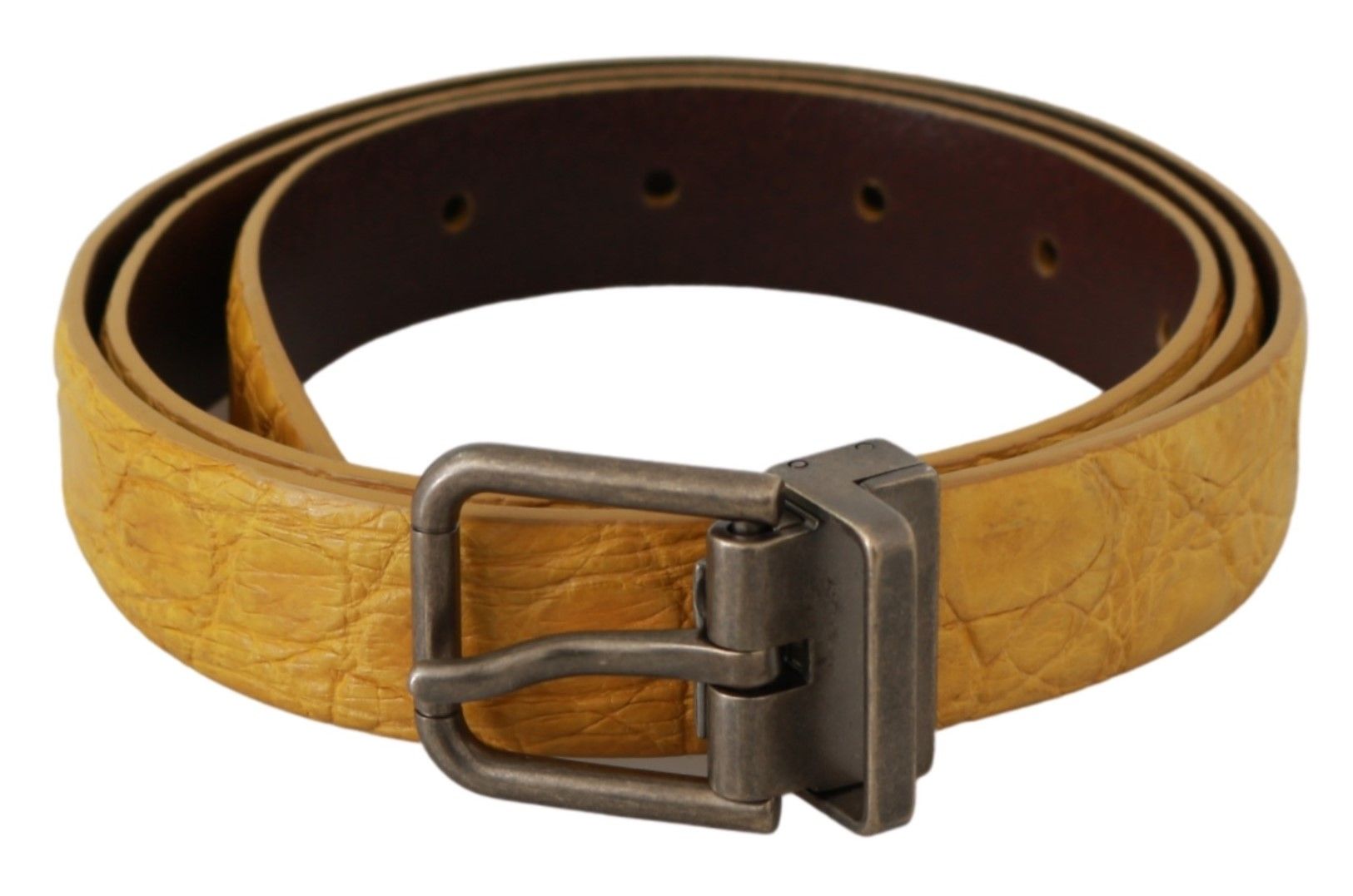 Ceinture en cuir à motif animal exotique jaune Dolce &amp; Gabbana