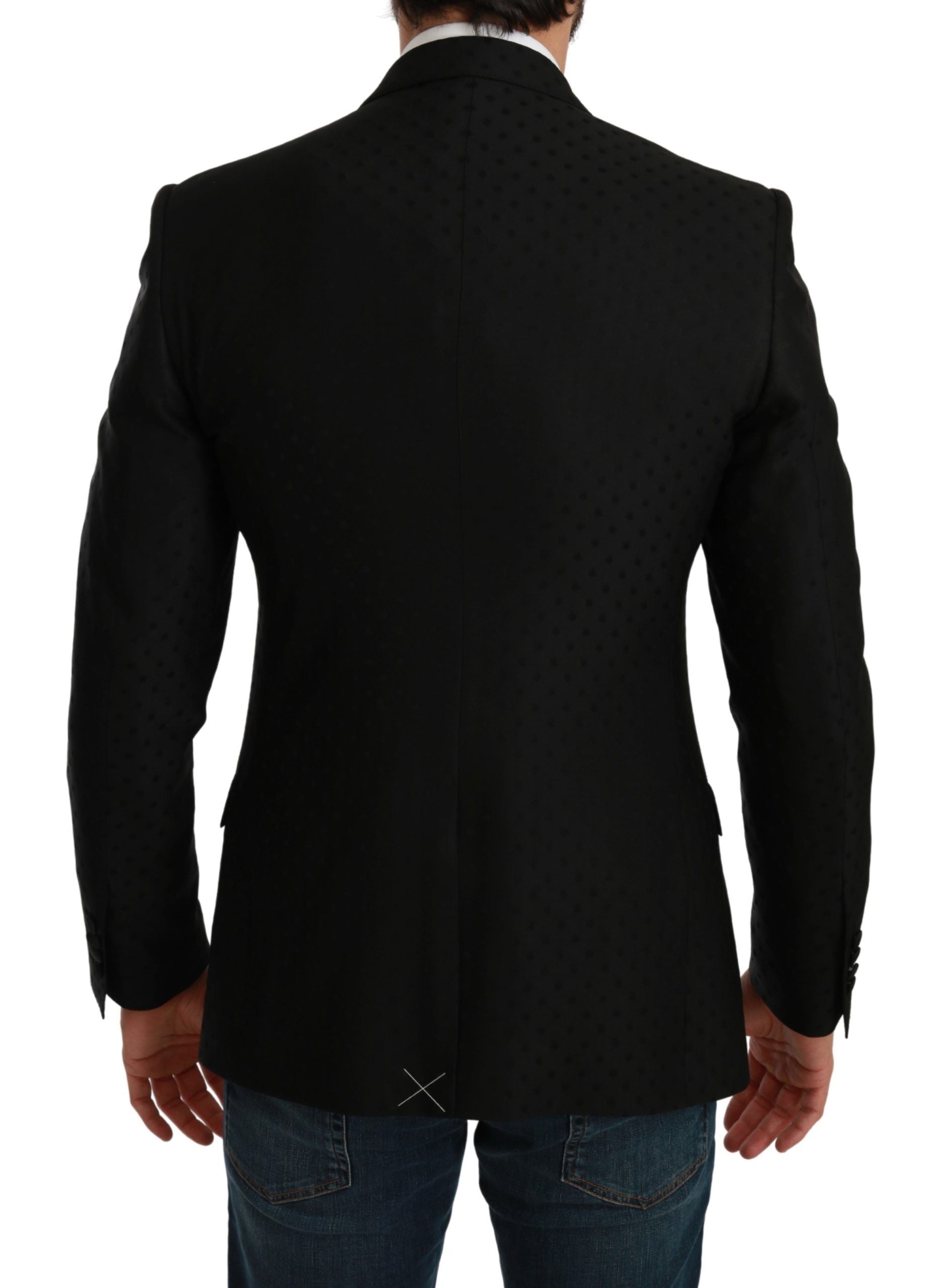Blazer élégant en laine mélangée noire à pois Dolce &amp; Gabbana