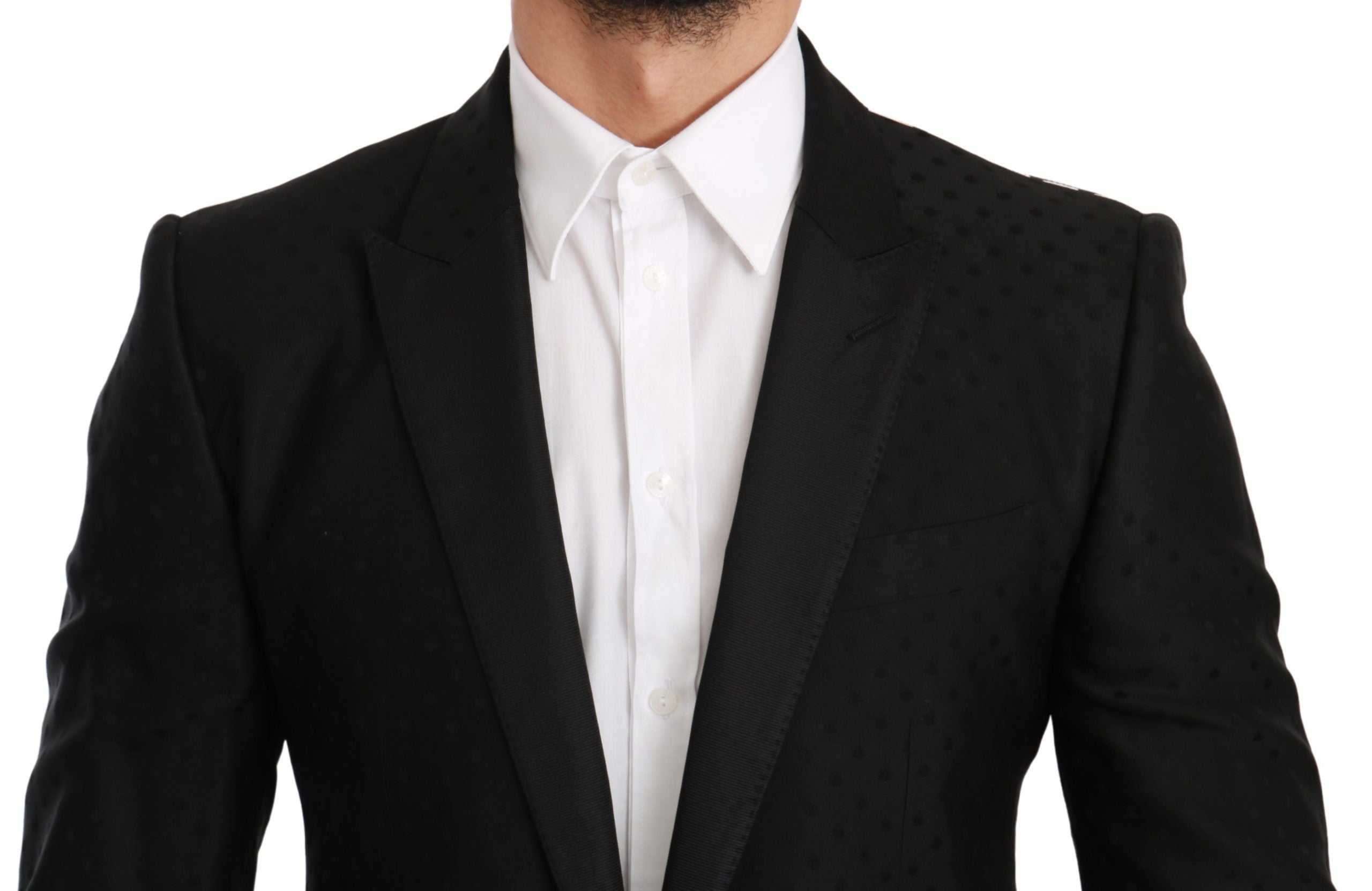 Blazer élégant en laine mélangée noire à pois Dolce &amp; Gabbana