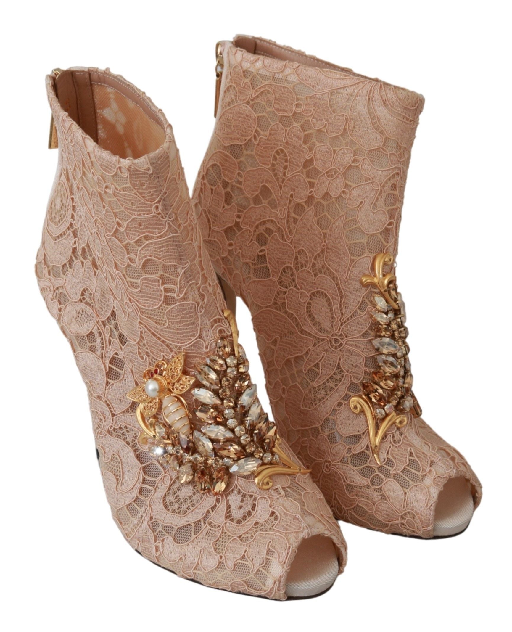 Escarpins élégants en dentelle Dolce &amp; Gabbana avec détails en cristal
