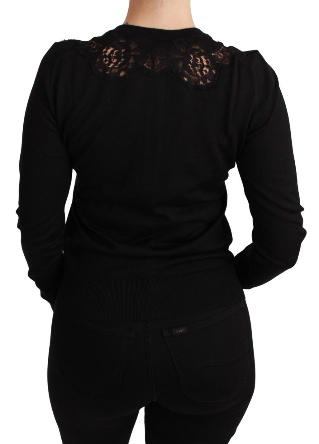Dolce &amp; Gabbana Elegante Strickjacke aus Kaschmir-Seiden-Mischung mit Spitze