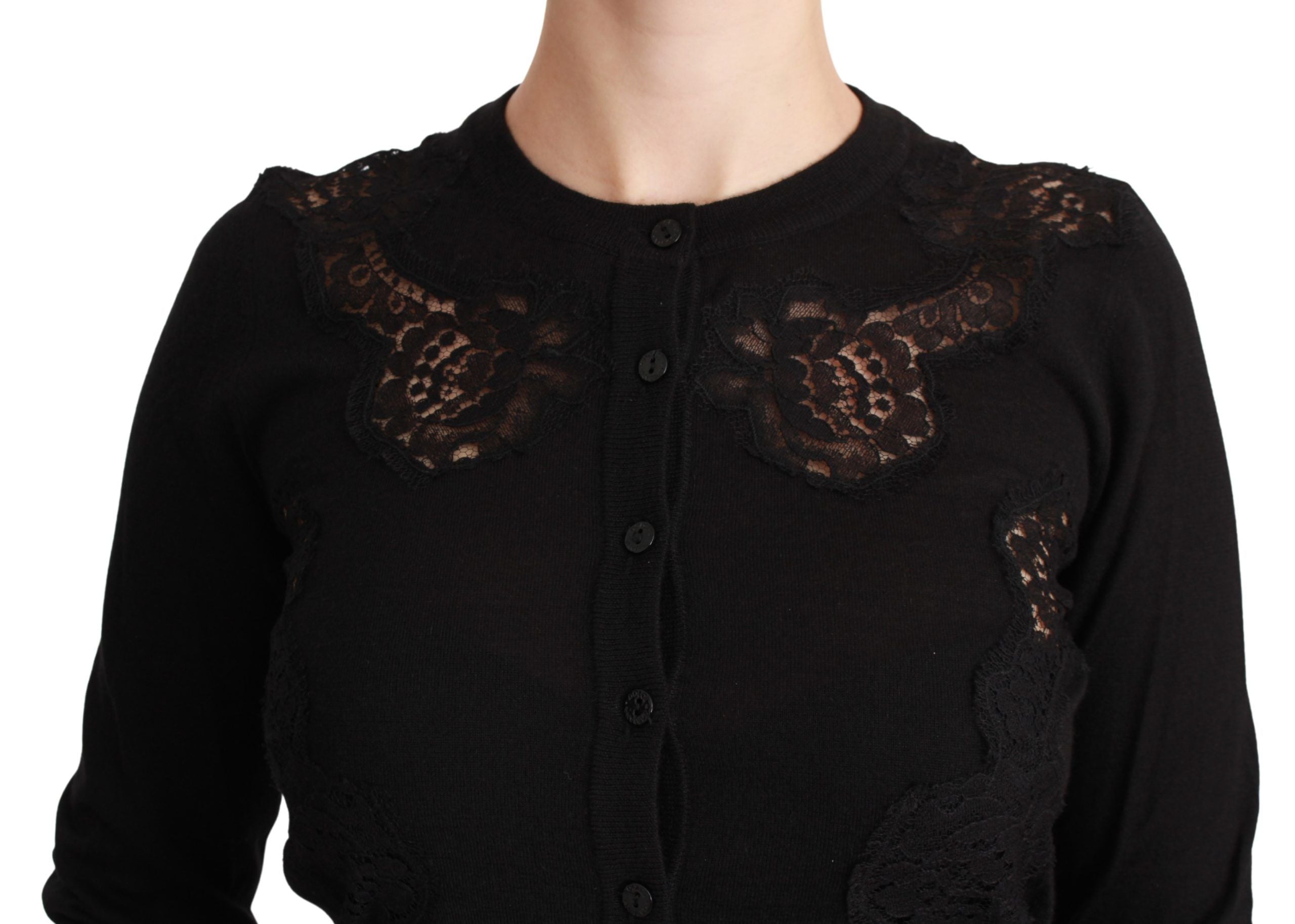 Dolce &amp; Gabbana Élégant cardigan en dentelle et cachemire mélangés