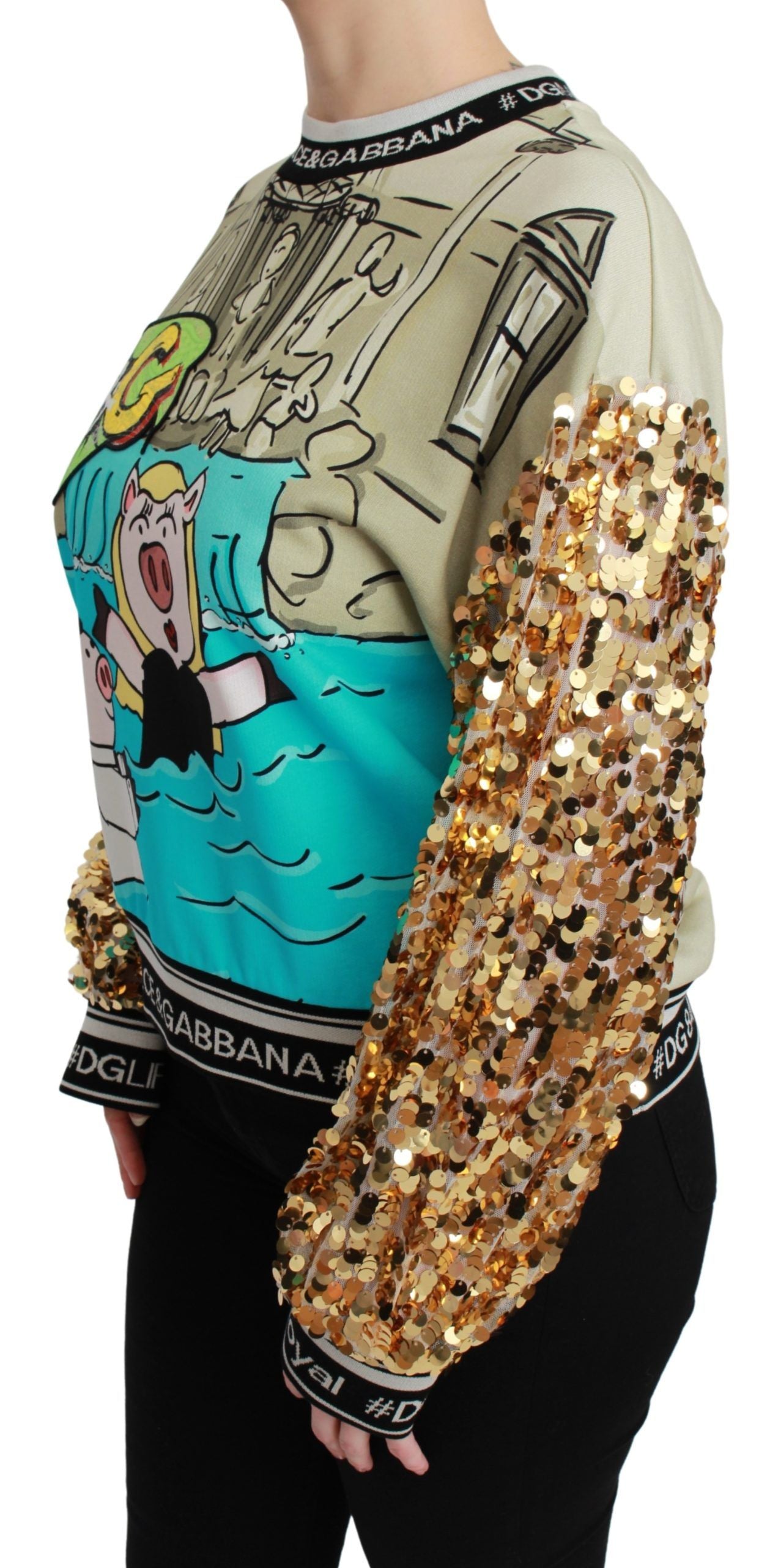 Dolce &amp; Gabbana Chic Pullover mit mehrfarbigem Paillettenmotiv
