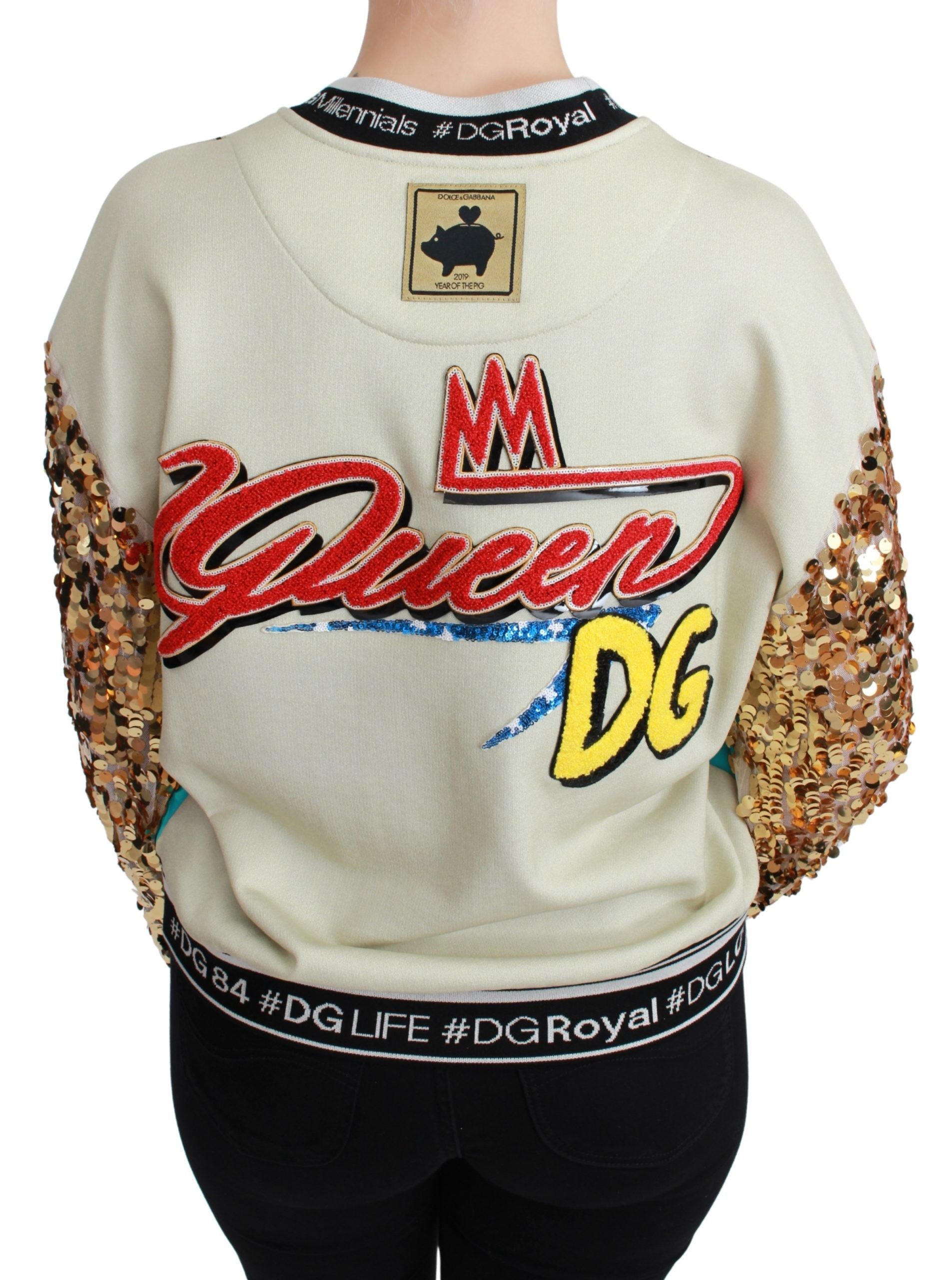 Dolce &amp; Gabbana Chic Pullover mit mehrfarbigem Paillettenmotiv