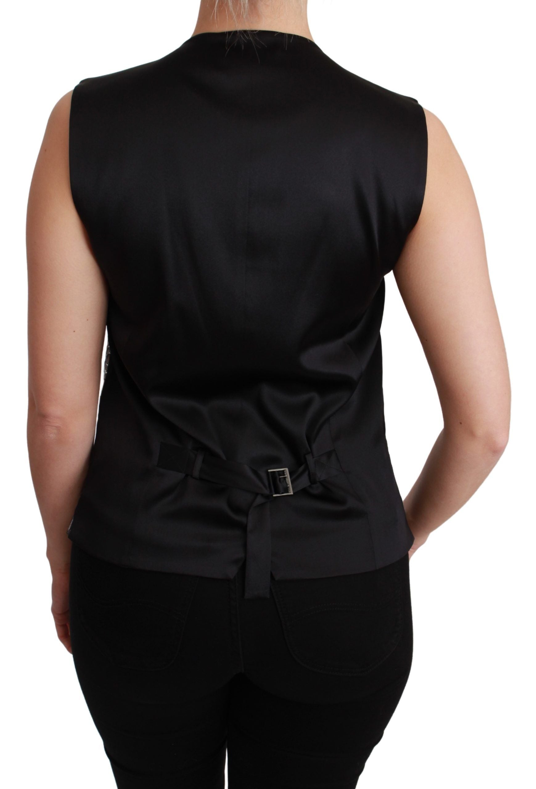 Dolce &amp; Gabbana Élégant gilet sans manches en brocart argenté