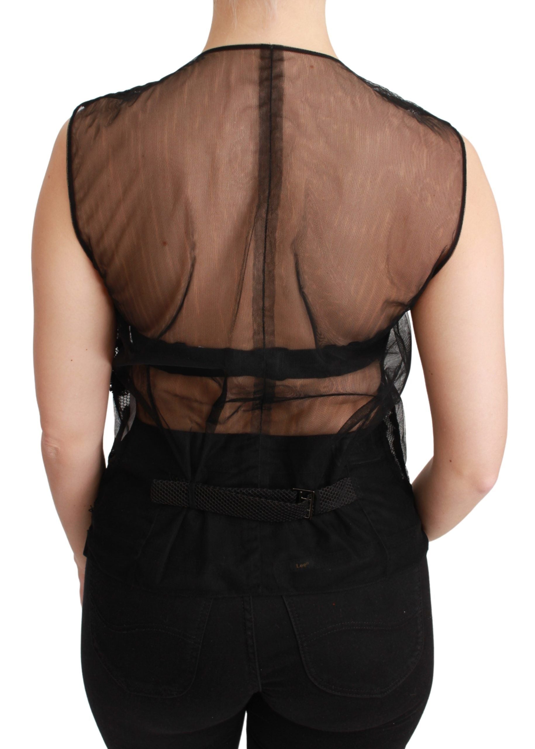 Dolce &amp; Gabbana Élégant gilet en soie mélangée noire à fleurs