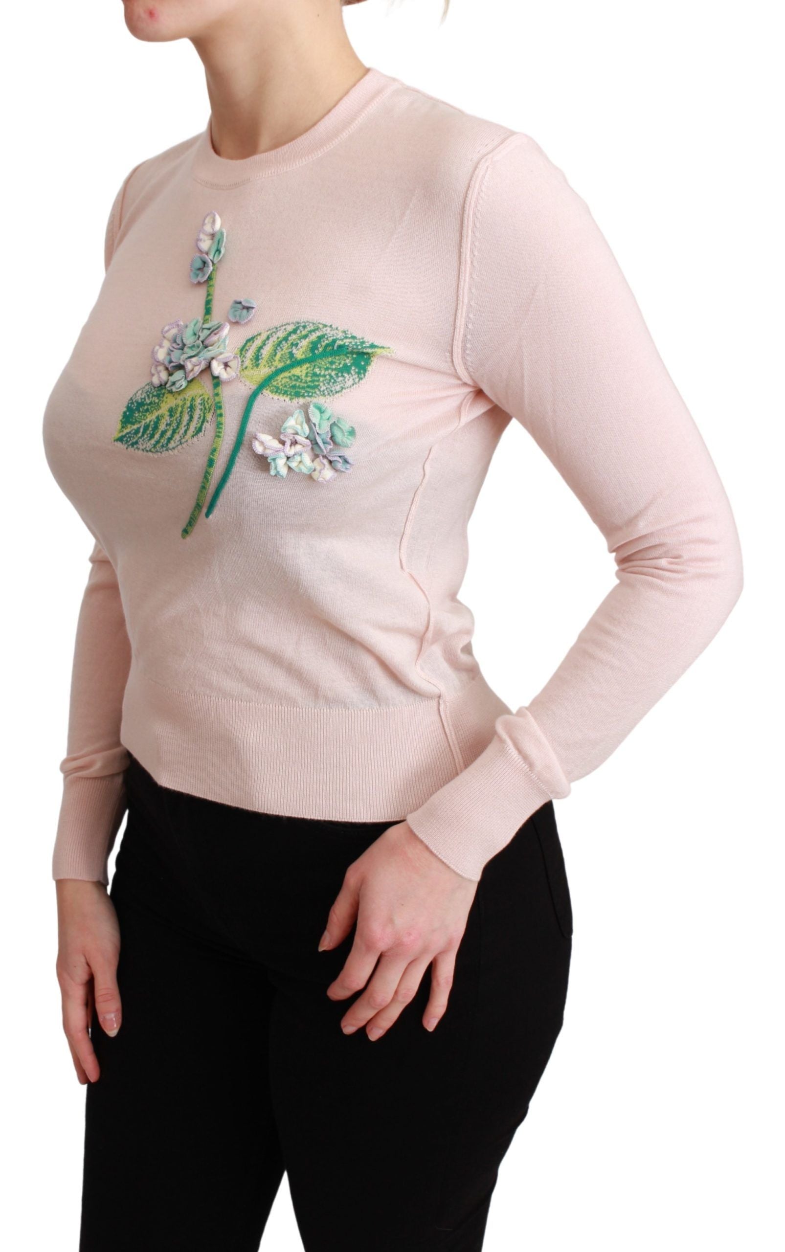 Dolce &amp; Gabbana – Pullover aus Seidenmischung mit Blumenstickerei