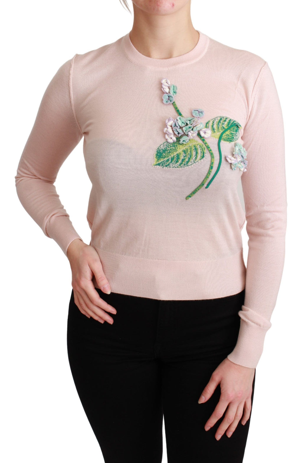 Dolce &amp; Gabbana – Pullover aus Seidenmischung mit Blumenstickerei